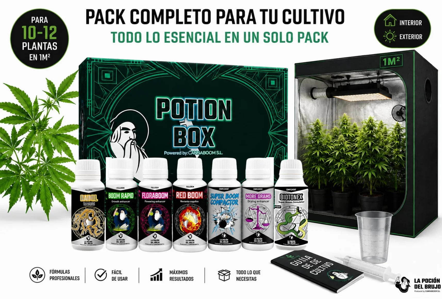 Potion Box Cannaboom – Kit de Cultivo Indoor Completo para Principiantes – Fertilizantes y Tabla de Cultivo para Interior