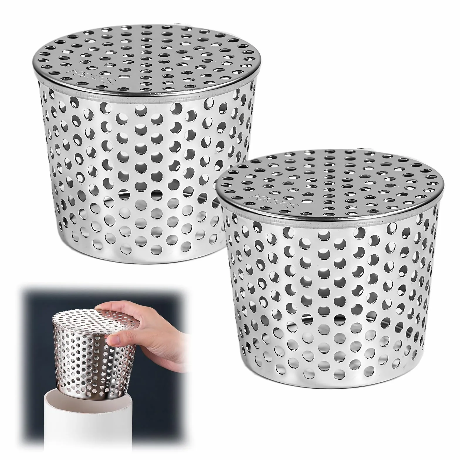 2 Piezas De Rejilla Desague Terraza Acero Inoxidable Plateado Tapa Desague Terraza110-90 mm Adecuado Para Bajantes Y Canaletas Mantenga Su Patio Limpio Y Ordenado