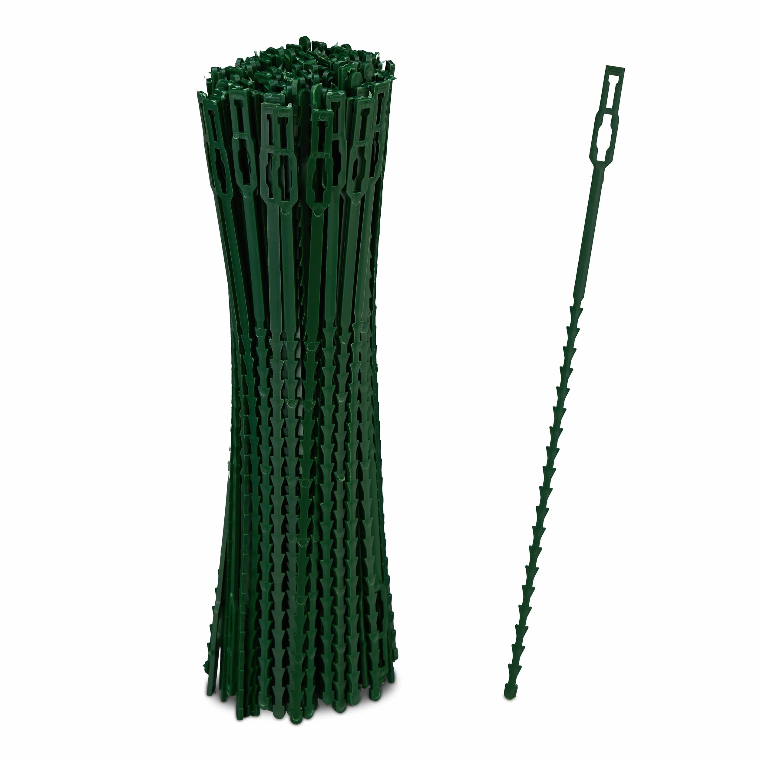 Relaxdays Pack 200 Bridas Plástico, 23 cm, Sujetadores para Atar Plantas, Ajustables, Reutilizables, para Tutores, Verde