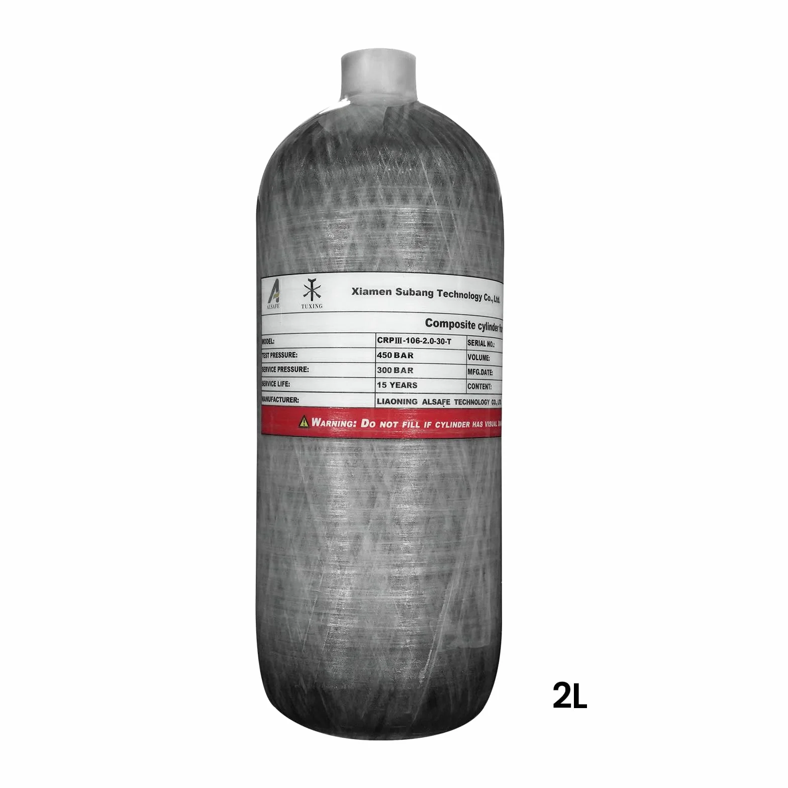 TUXING Tanque de Aire de Fibra de Carbono 30Mpa 300Bar 4500psi 2L