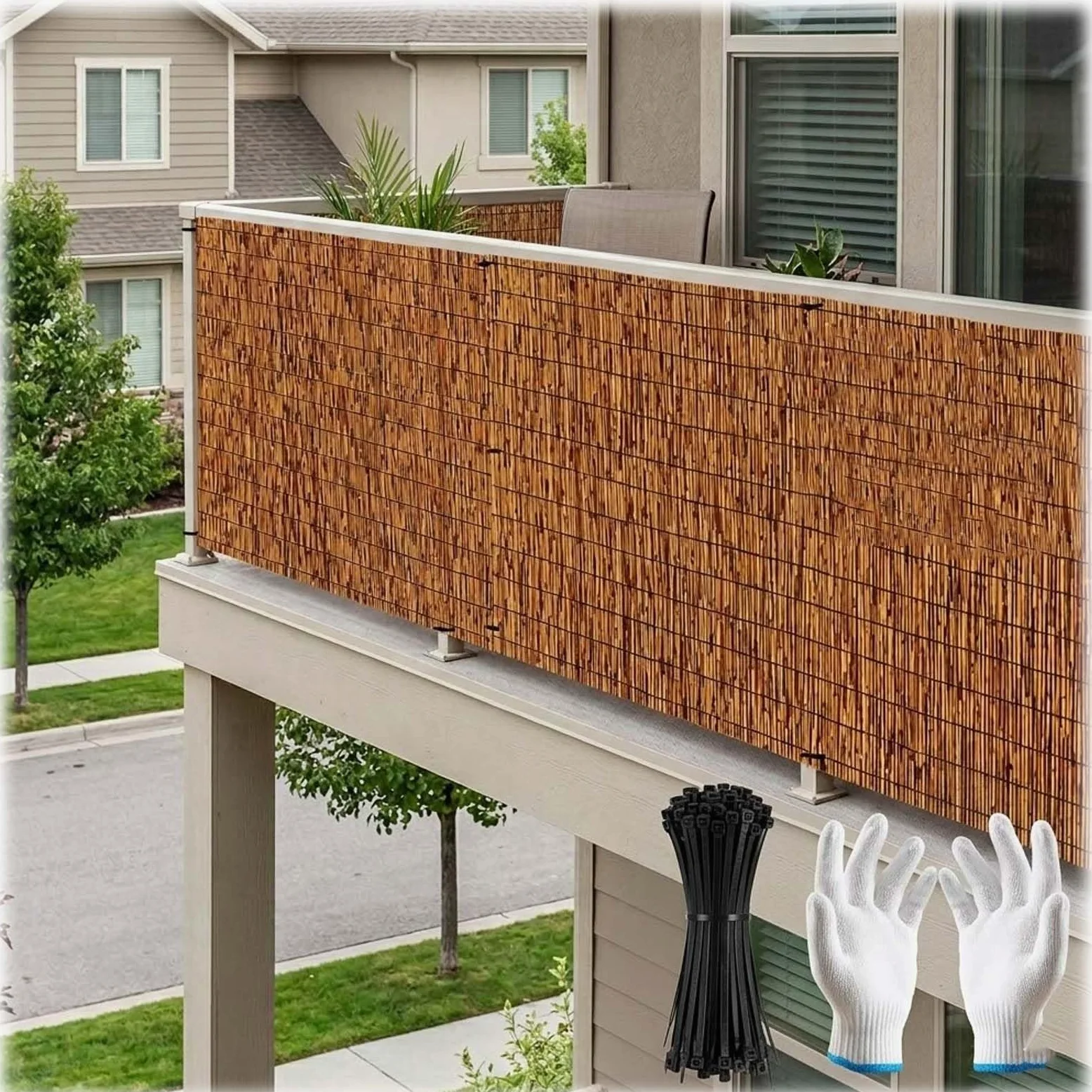 Cañizo de Bambú y Caña Pelada para Ocultación de Balcón, Rollo de valla de Cerramiento Natural Exterior, Malla de Privacidad para Terraza y Jardín 50/60/80/120/160cm(marrón,180x60cm)