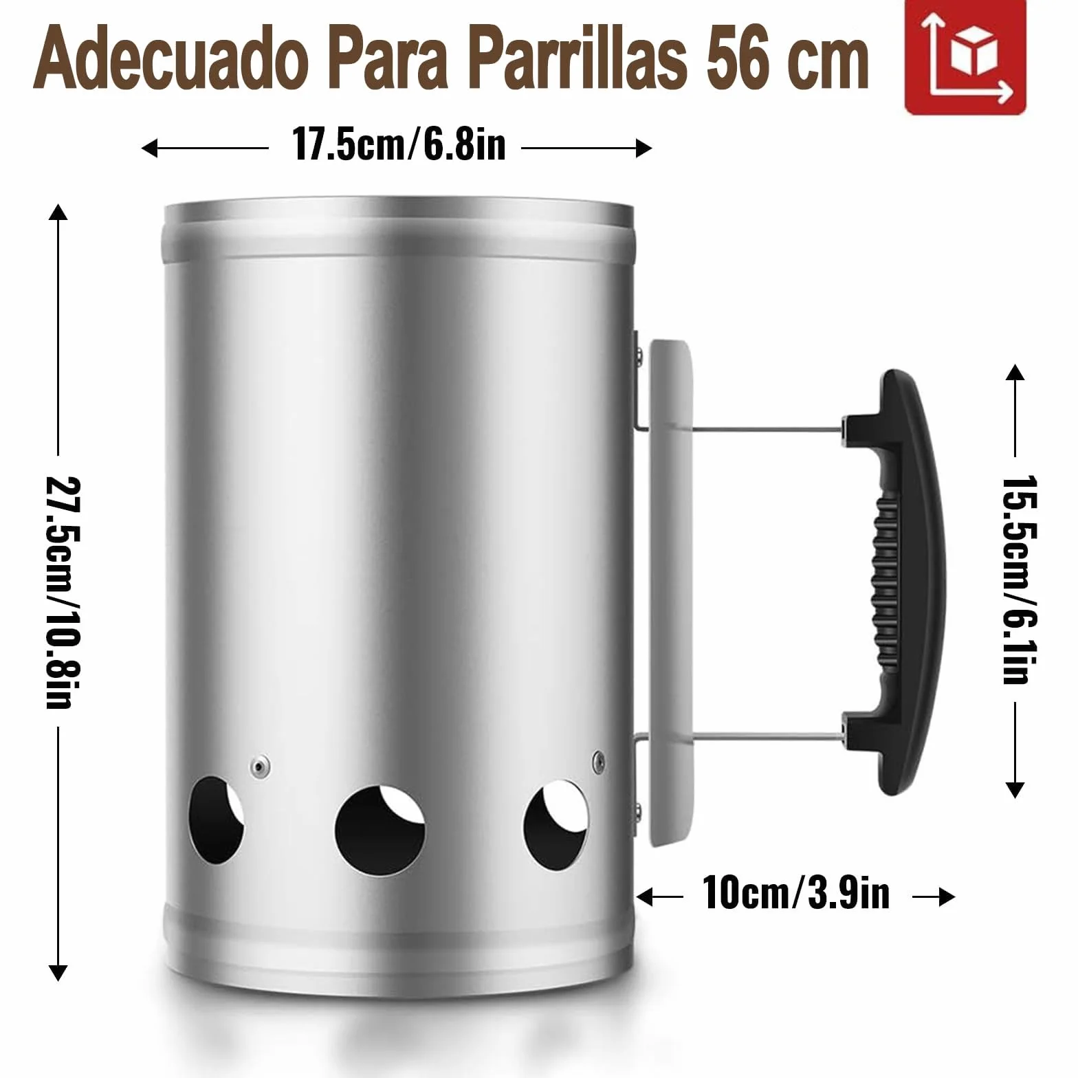 BEAU JARDIN Encendedor de carbón para Barbacoa para encender la Parrilla Arrancador Chimenea Chimenea de 28 x 18 cm Plata Chimenea de Encendido de Encendido Parrilla de Barbacoa Encendedor