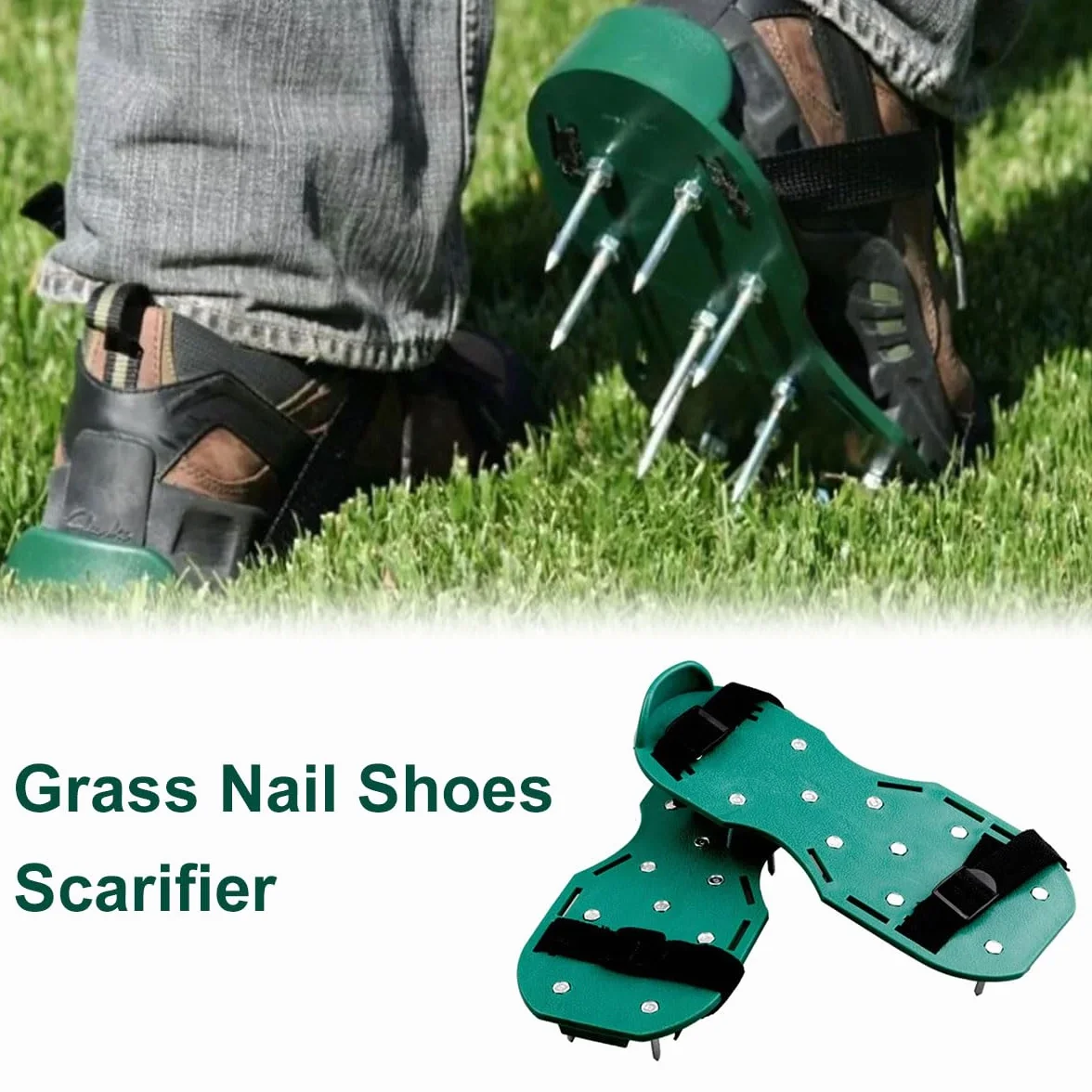 Cerioll Zapatos con Puntas con Puntas Cortas,Zapatos Aerador de Cesped,Aireador de Césped,Zapatos Jardín de Césped, Pisos de Epoxi,Superposiciones,Instalación de Cubiertas,Color Verde (1 Par)