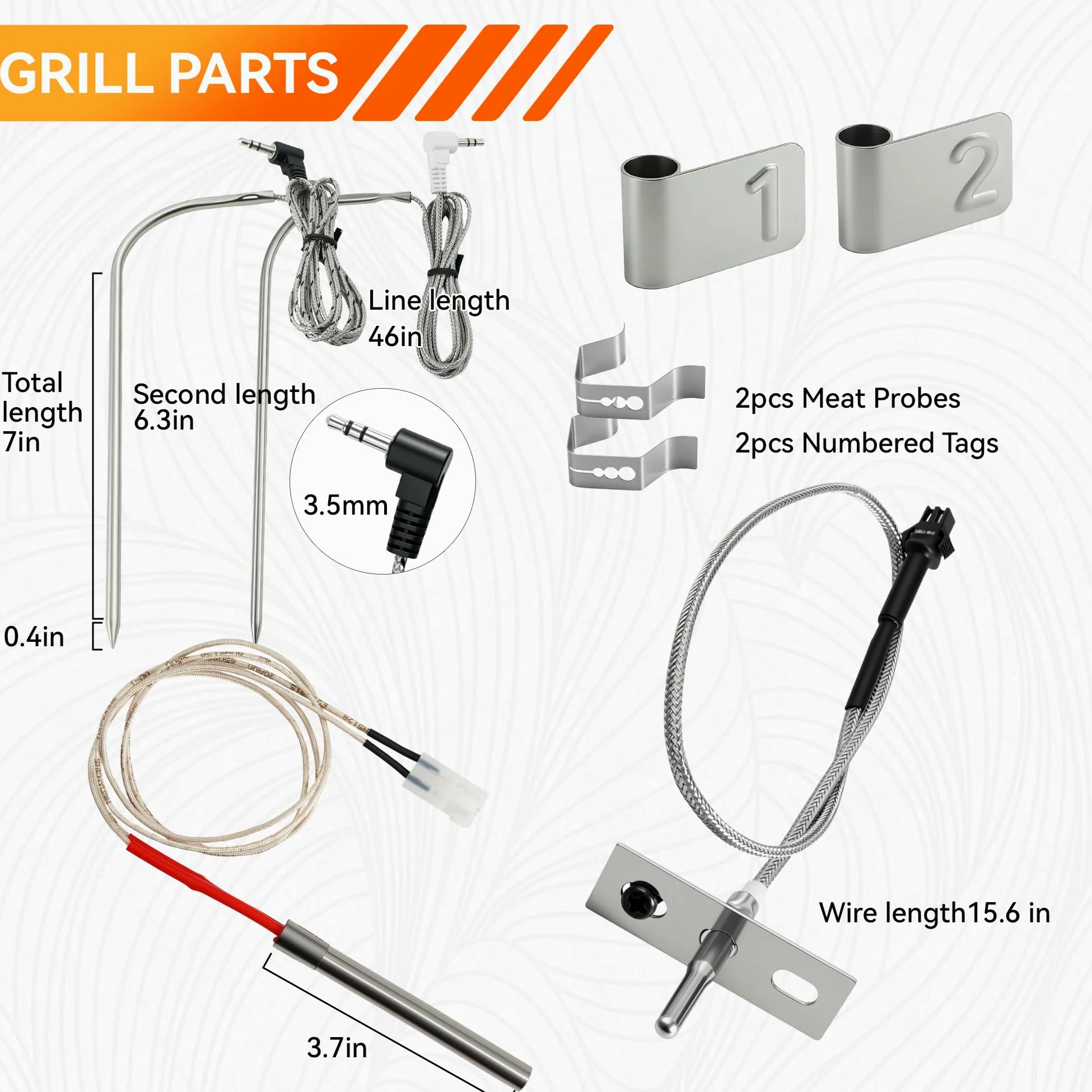 Pantalla LCD de termostato digital compatible con Pit Boss Wood Pellet Grill/Smoker Pit Boss Accesorios Termómetro Austin XL Partes Tablero de control de piezas Sondas de carne de repuesto, sensor de