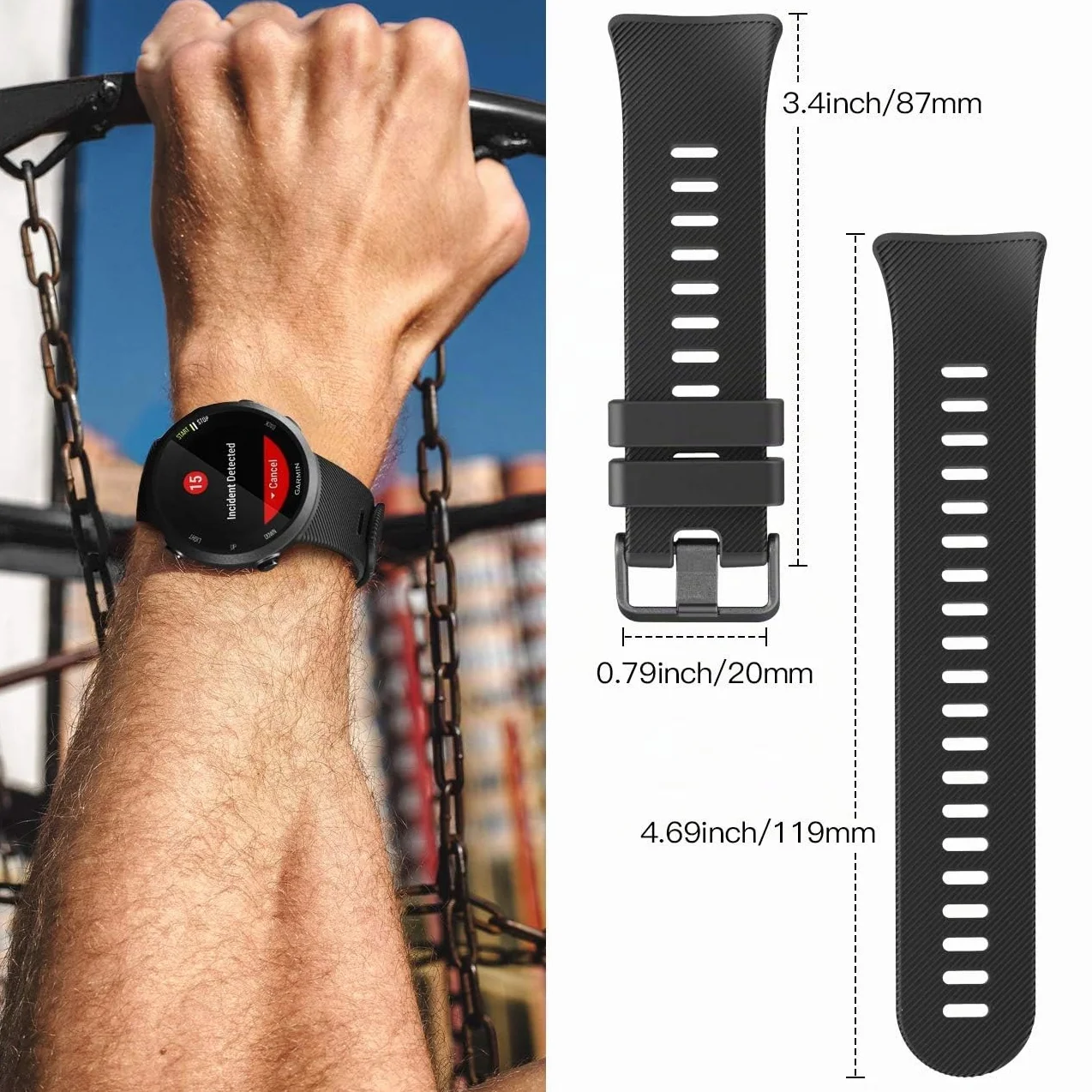 Correa de silicona para Garmin Forerunner 45, reemplazo ajustable