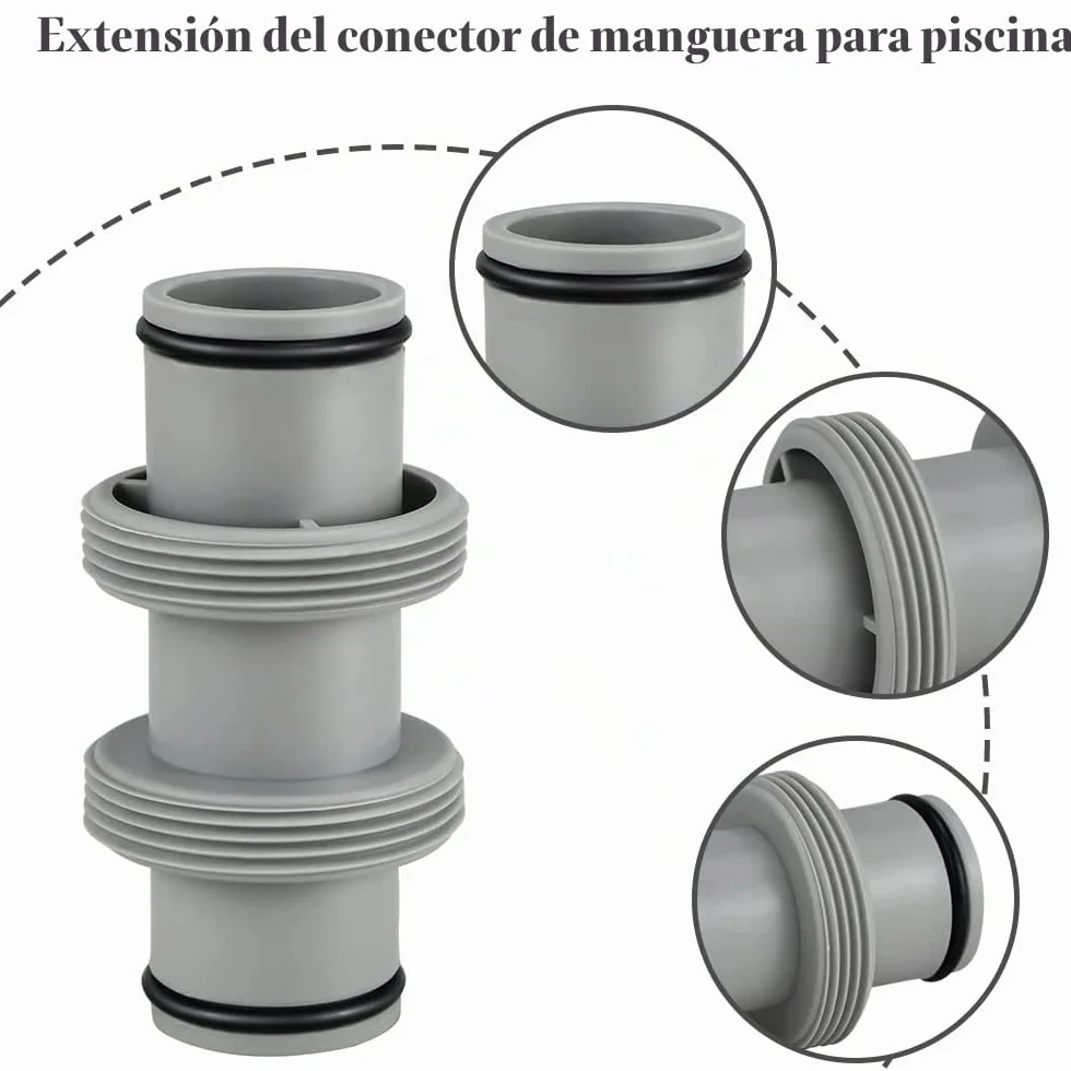 Adaptador Manguera Piscina 38mm, Conector Recto para Piscina Intex Bestway