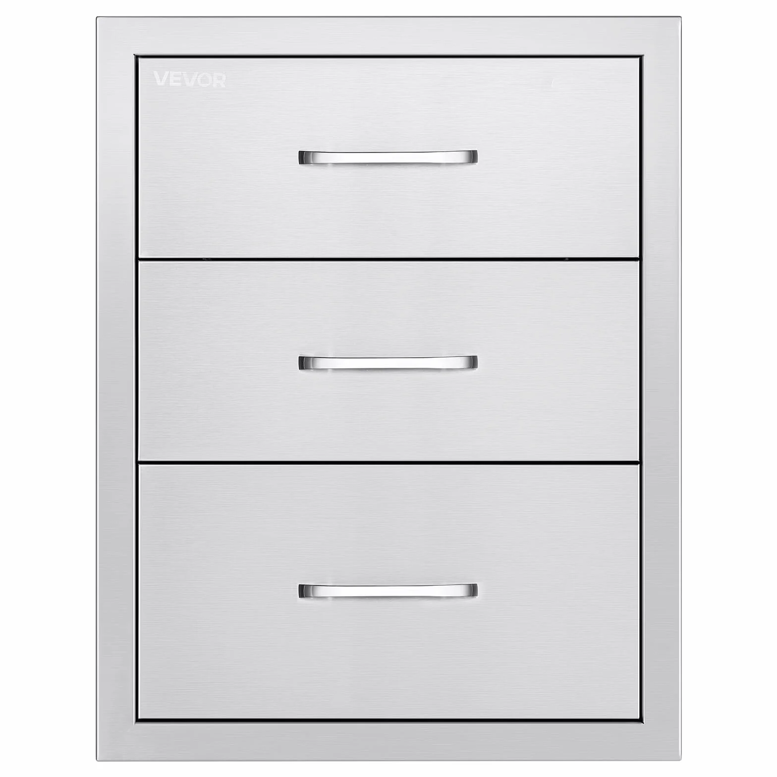 VEVOR Cajones de Cocina para Exterior 46 x 59 x 59 cm, 3 Cajones para Barbacoa de Triple Acceso con Asa de Aleación de Zinc, Cajonera para Cocinas al Aire Libre, Estación de Parrilla para Patio