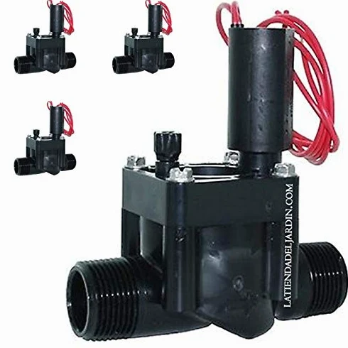 Suinga Pack 4 ELECTROVÁLVULA DE RIEGO electrico 1" 24V PGV-100MM Hunter. Rosca macho. Funciona con cualquier programador de riego eléctrico del mercado, negro