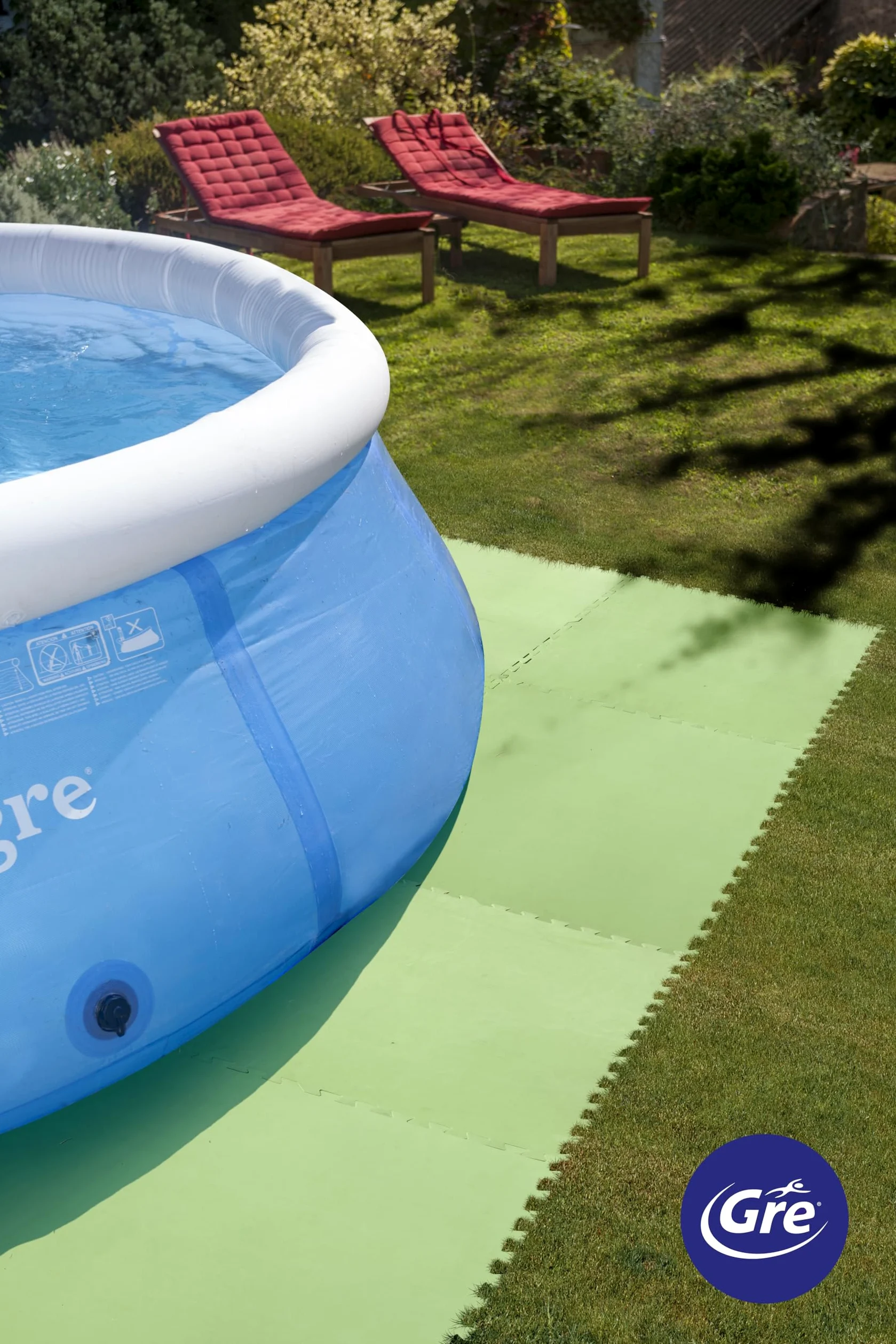 Gre MPF819 - Protector de Suelo para Piscina Fabricado en EVA Verde, 9 Piezas, 4,5 mm de Grosor, Resistente y Antipinchazos