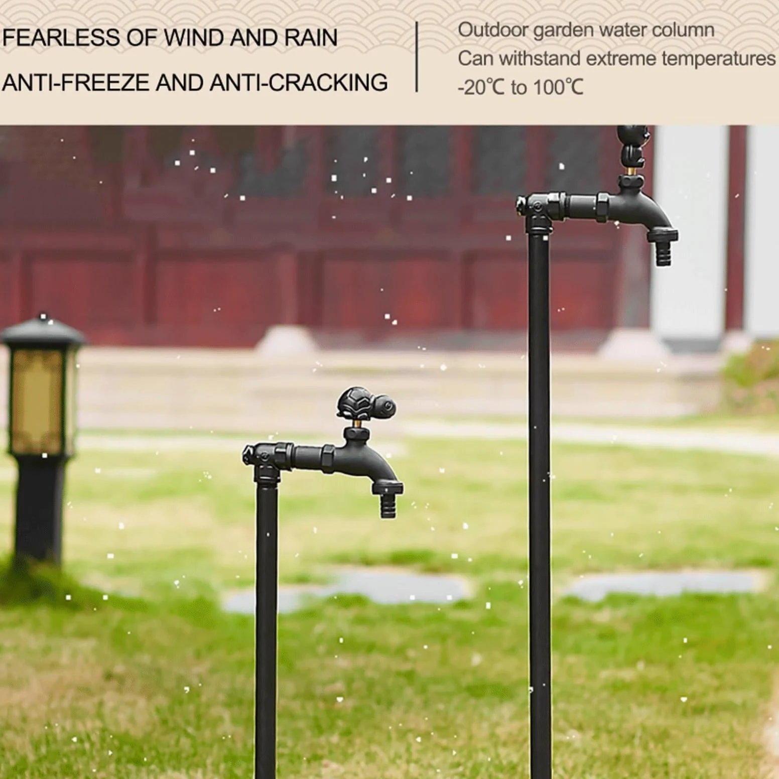 Columna de agua de jardín de cobre independiente con grifo, grifo de agua de latón anticongelante para patio escolar, diseño de ternera, 80 cm de altura, color negro h