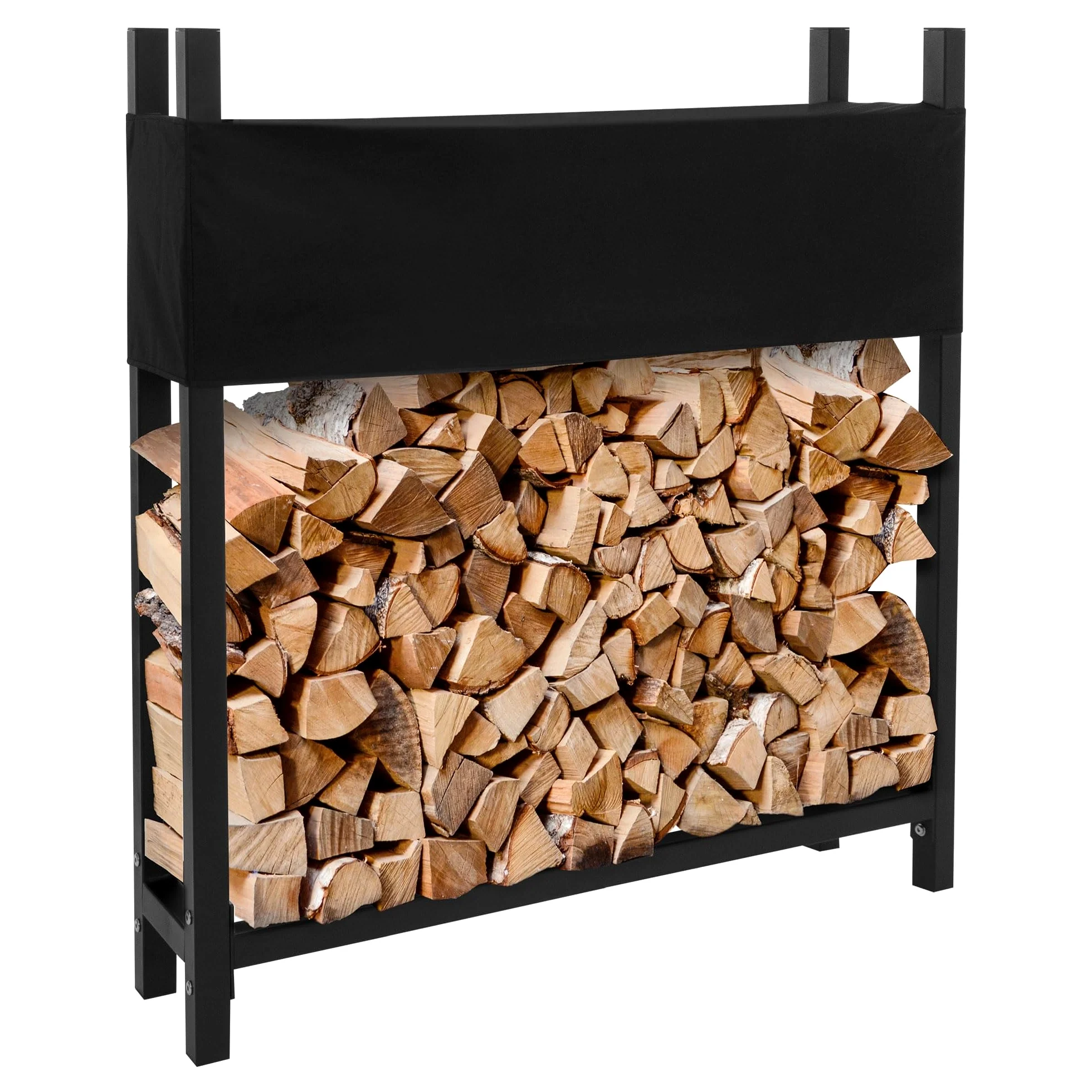 ML-Design Estantería Metalica para Leña 113x25x115 cm Antracita Leñera con Tapa Protectora Portaleña 0,5 m³ / 1 SRM Soporte Exterior/Interior de Almacenamiento Refugio para Apilamiento de Troncos