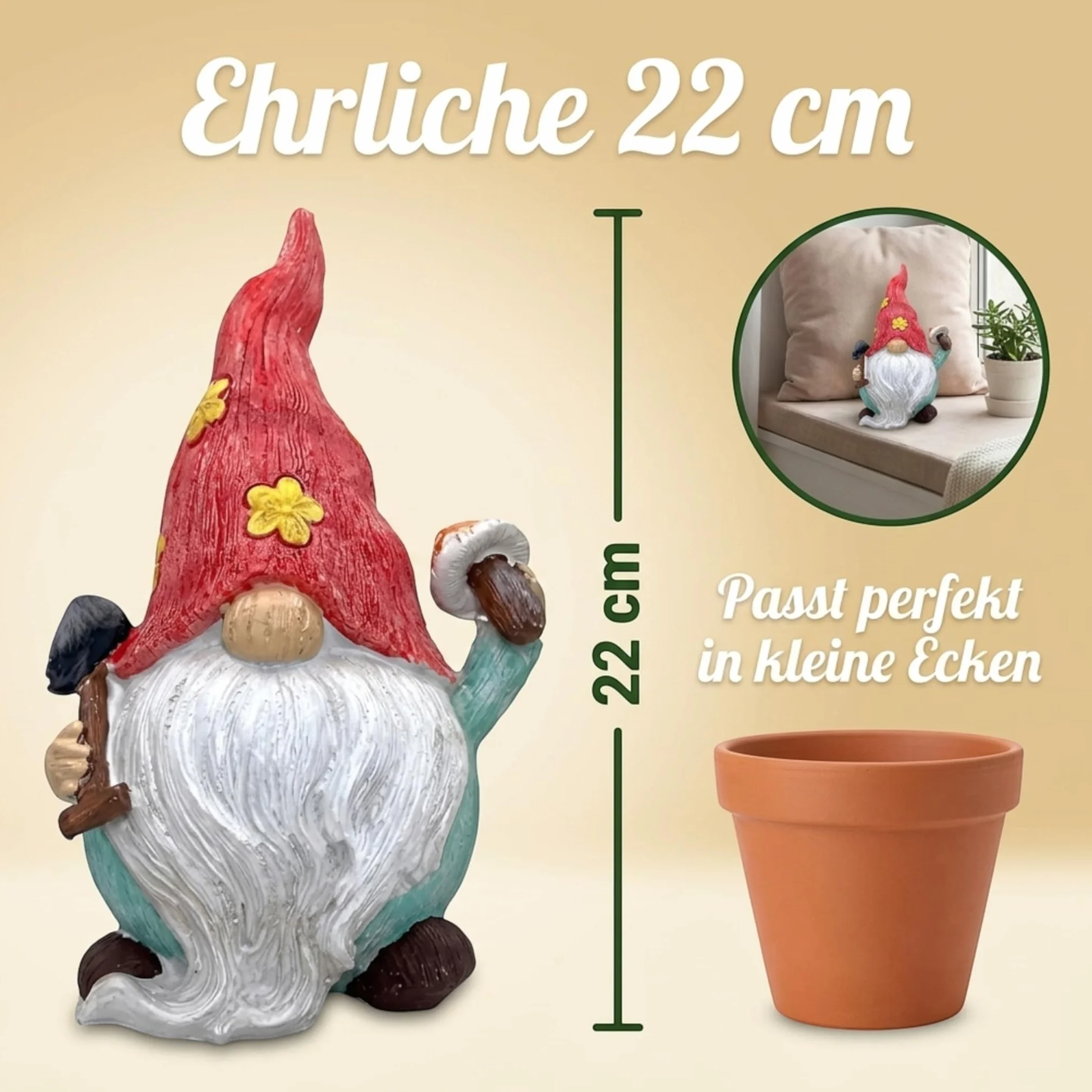 MIJOMA Enano de jardín Gnom GNOME Dwarf Jardín Decoración Jardín Decoración de Jardín Enano para Jardín Decoración del Hogar Decoración para Terraza para Balcón (Chaqueta Azul - 22 cm)