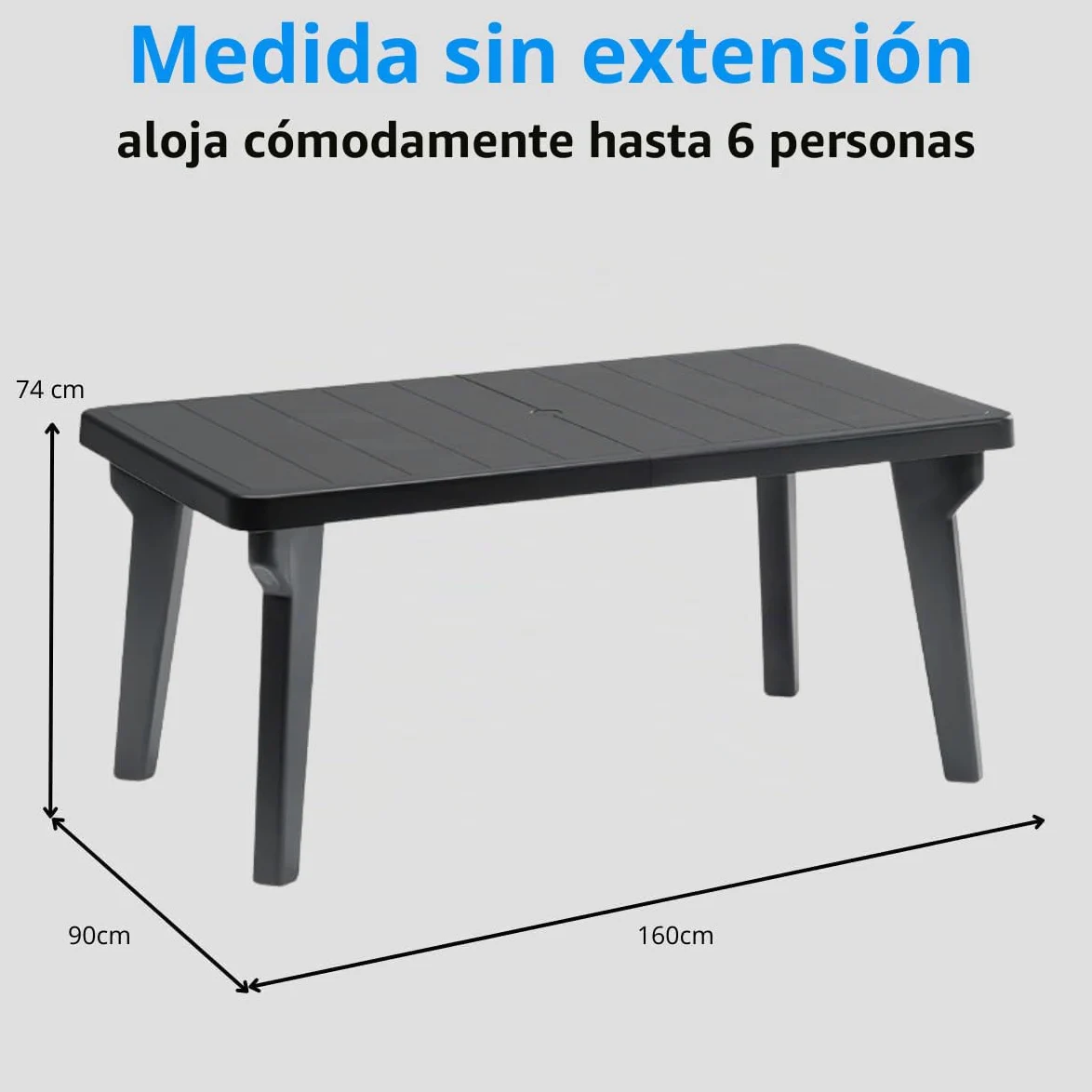 Tomaino - Mesa de jardín extensible de plástico Berg160/220 x 90 x 74h cm - Mesa de exterior con extensión (new antracita)