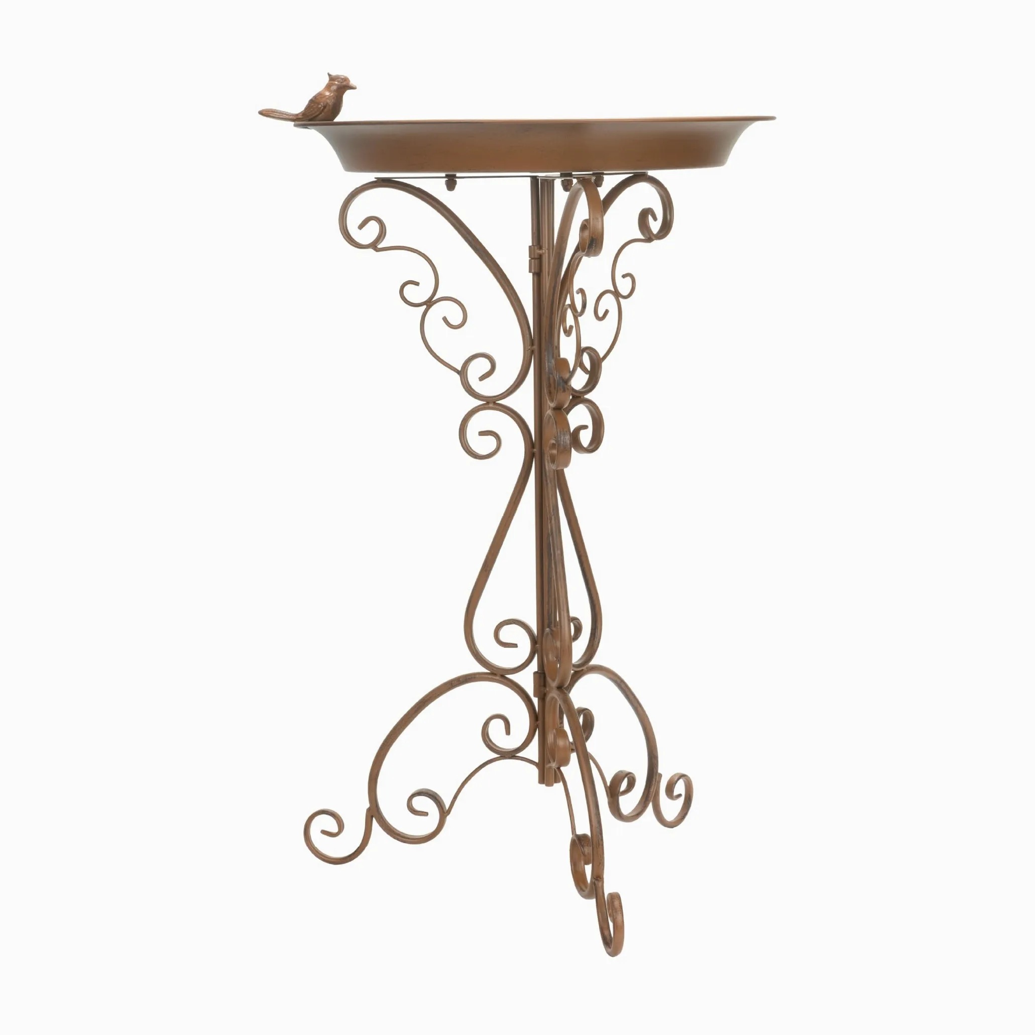 Moritz Bebedero para pájaros, color marrón con pájaro pequeño en el cuenco de agua, altura 73 cm, de pie, bebebedero de agua, decorado, jardín a prueba de heladas