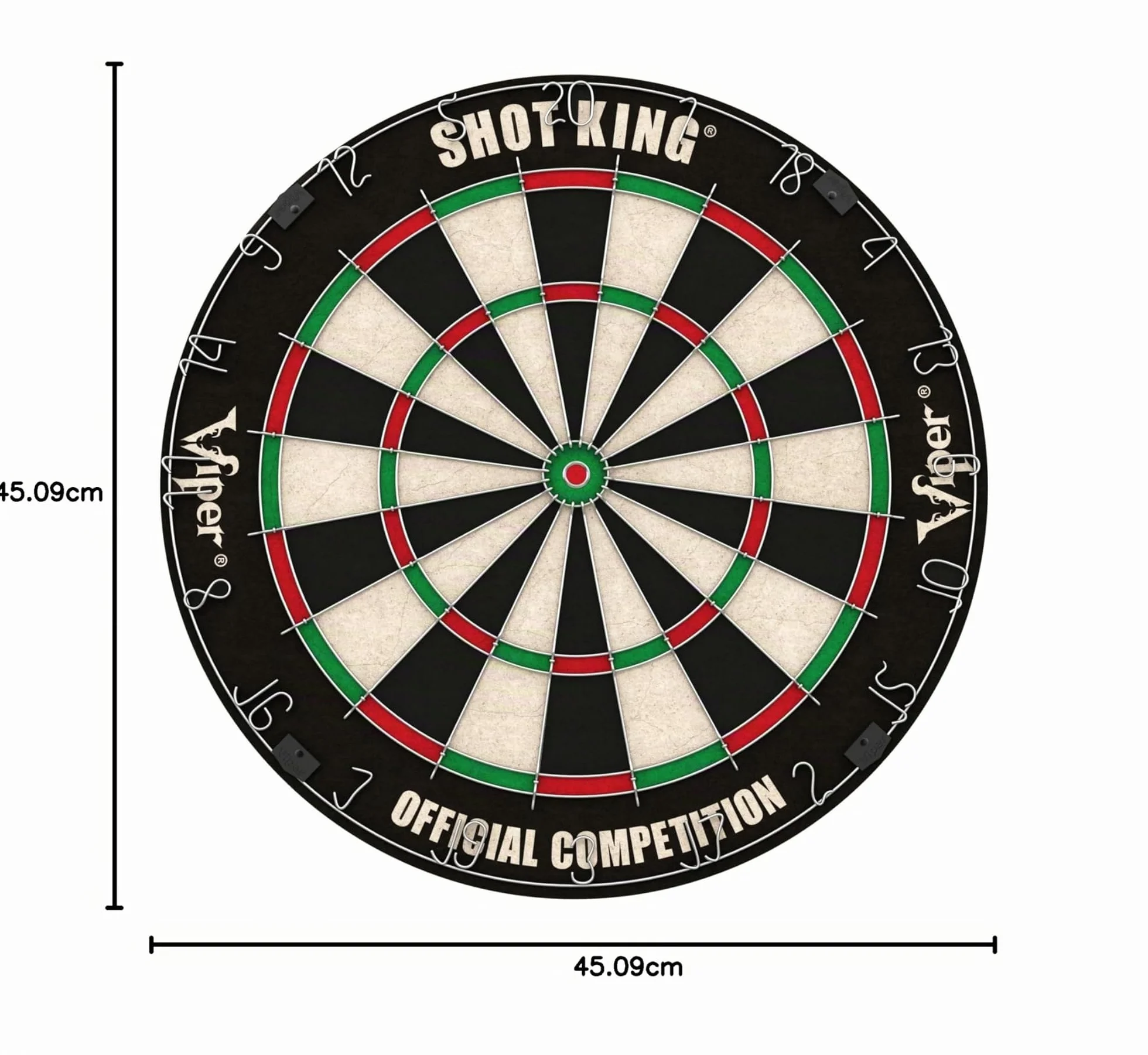 Shot King Regulation Bristle Steel Tip Dartboard Set 17.75 Inch Staple-Free Bullseye Galvanized Metal Spider Wire 6 Darts