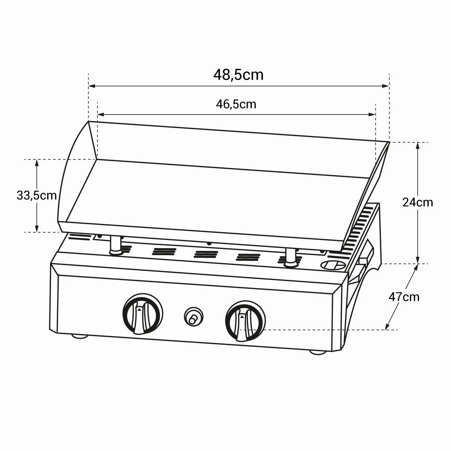 Plancha de gas MALA - 2 quemadores 5kW