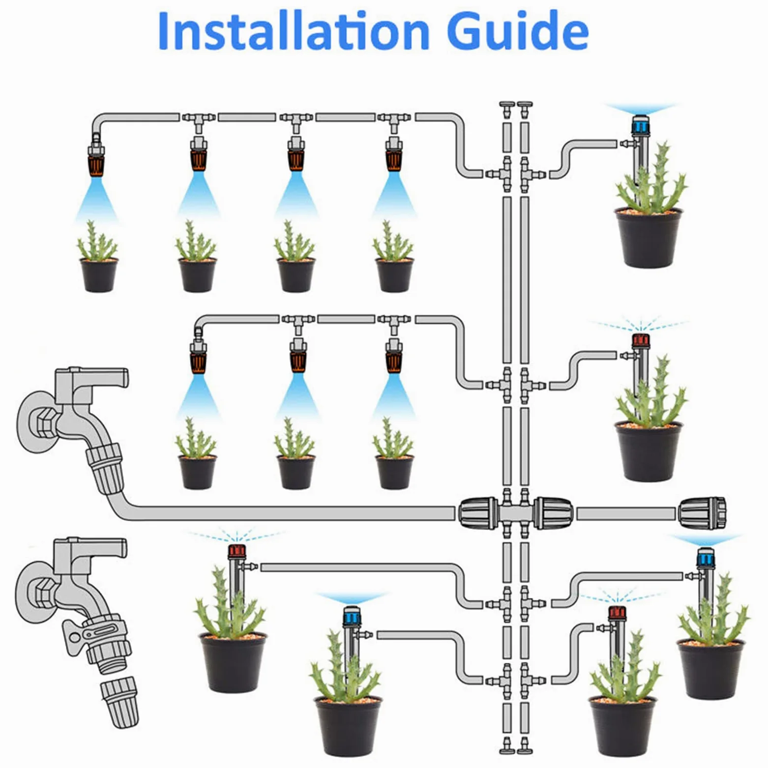 Riego Conjuntos Kit, 30M de Riego Sistema DIY por Goteo Automatico Kits de Riego Sistema con Riego Microaspersión y Mangueras de para Irrigación Riego Jardín Invernadero Césped