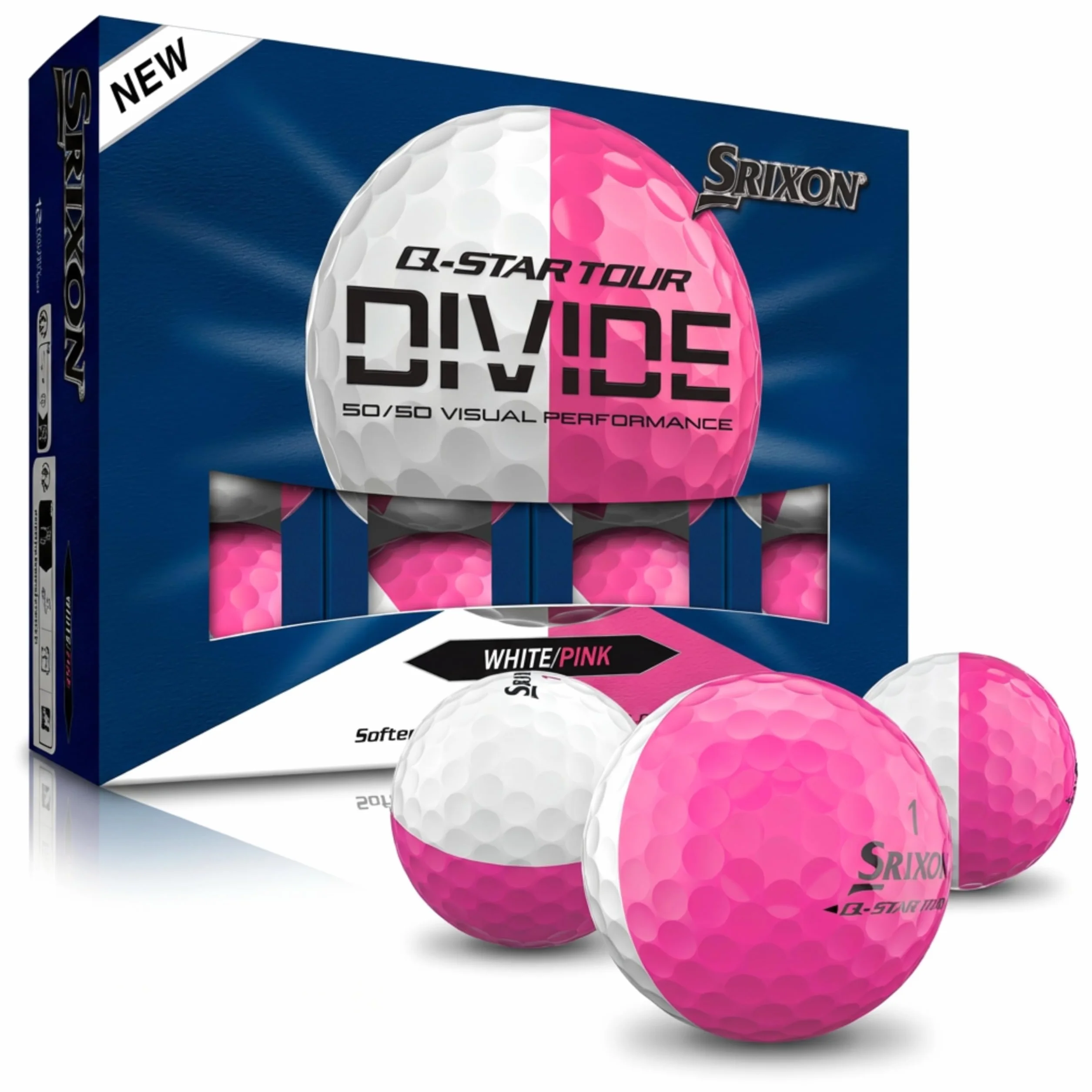 Srixon Q-Star Tour Divide Pelotas de Golf Uretano FastLayer 74 Compresión Paquete 12