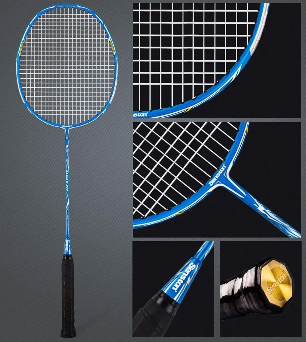 Senston S300 Set Raquetas Bádminton Carbón Completo 2 Raquetas Overgrips Volantes Nylon