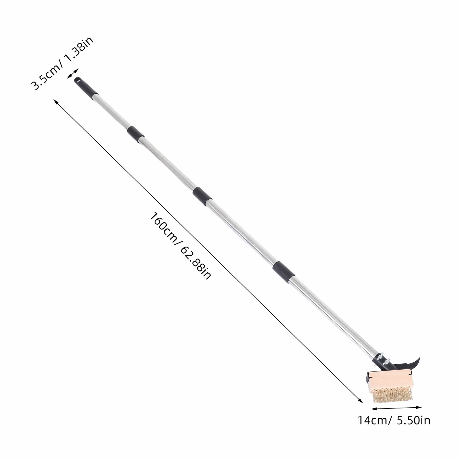 1 Juego de Cepillo para desherbar Grietas para el Cuidado del césped, Cepillo Multifuncional de cerdas de Alambre de 1,6 m/63'', desherbador Manual con Mango Largo para Eliminar el