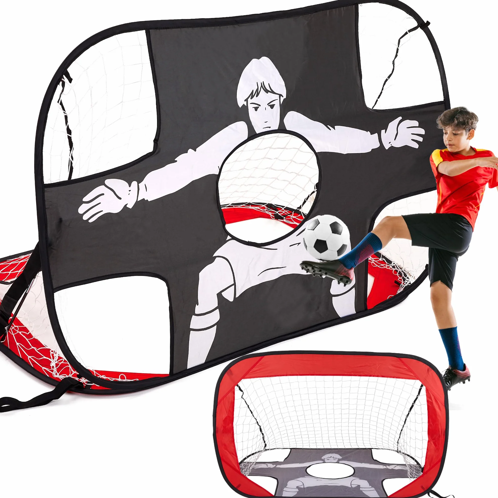 Lubibi Portería de Fútbol Plegable 2 en 1 para Niños, 120x80x80cm