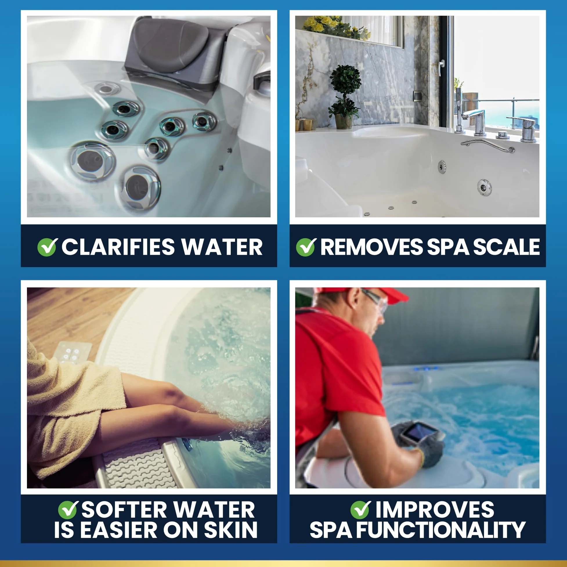 Adios! Clarificador de Agua Dura de SPA para jacuzzis, Elimina y Evita Incrustaciones, depósitos de Calcio y Manchas de Metal, Cuarto de galón (32 onzas) | Reduce la dureza del agua, aclara el agua turbia, trata el calcio y el hierro, suaviza y disminuye