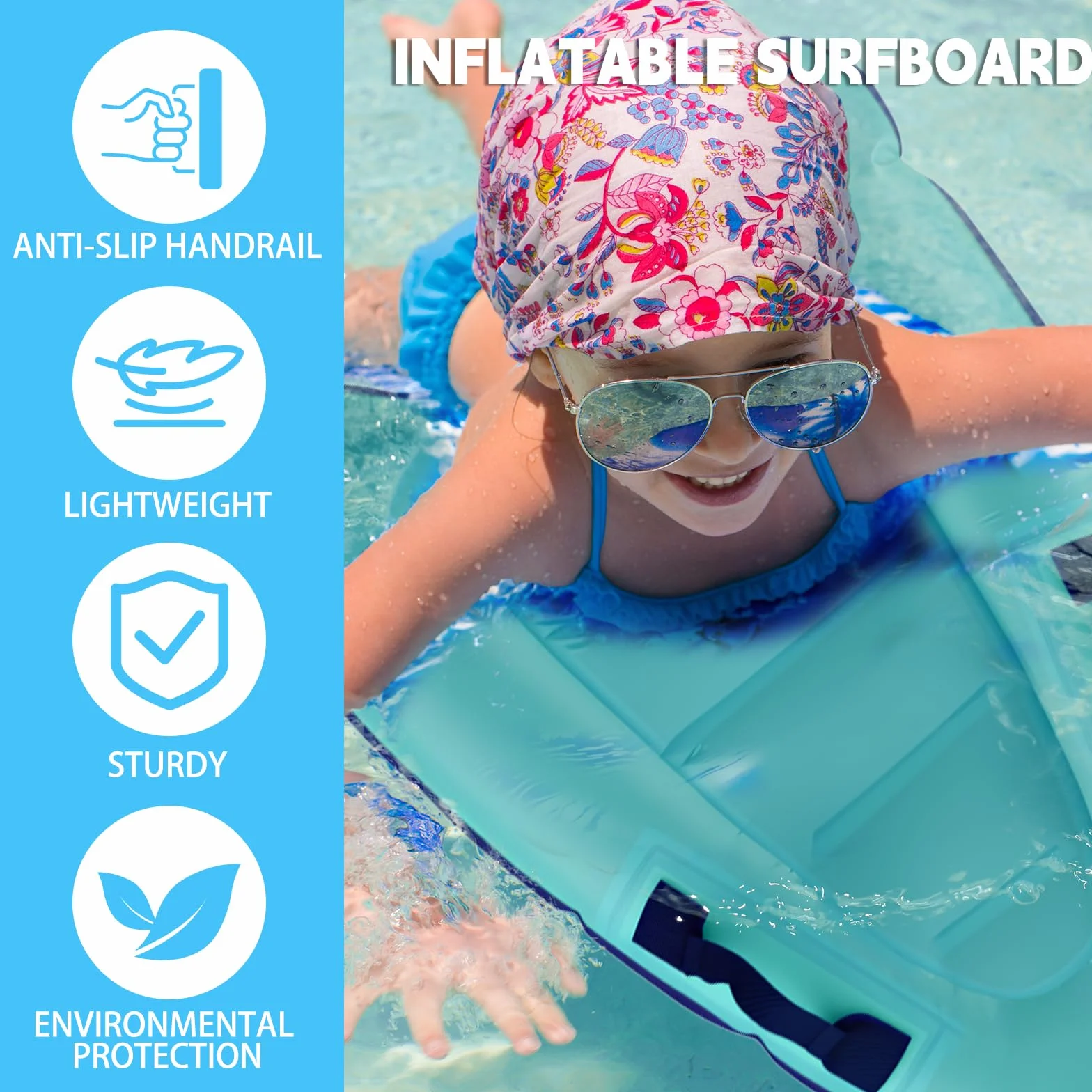 Shyllin Tabla de Surf Inflable para Niños 70 x 55 x 12 cm Bodyboard Hinchable con Asas Portátil