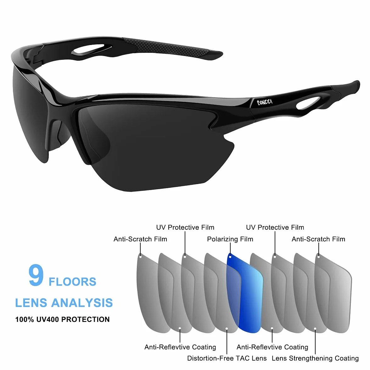 Gafas de Sol Deportivas Polarizadas UV400 TR90 para Hombre Mujer Ciclismo Pesca Golf Running