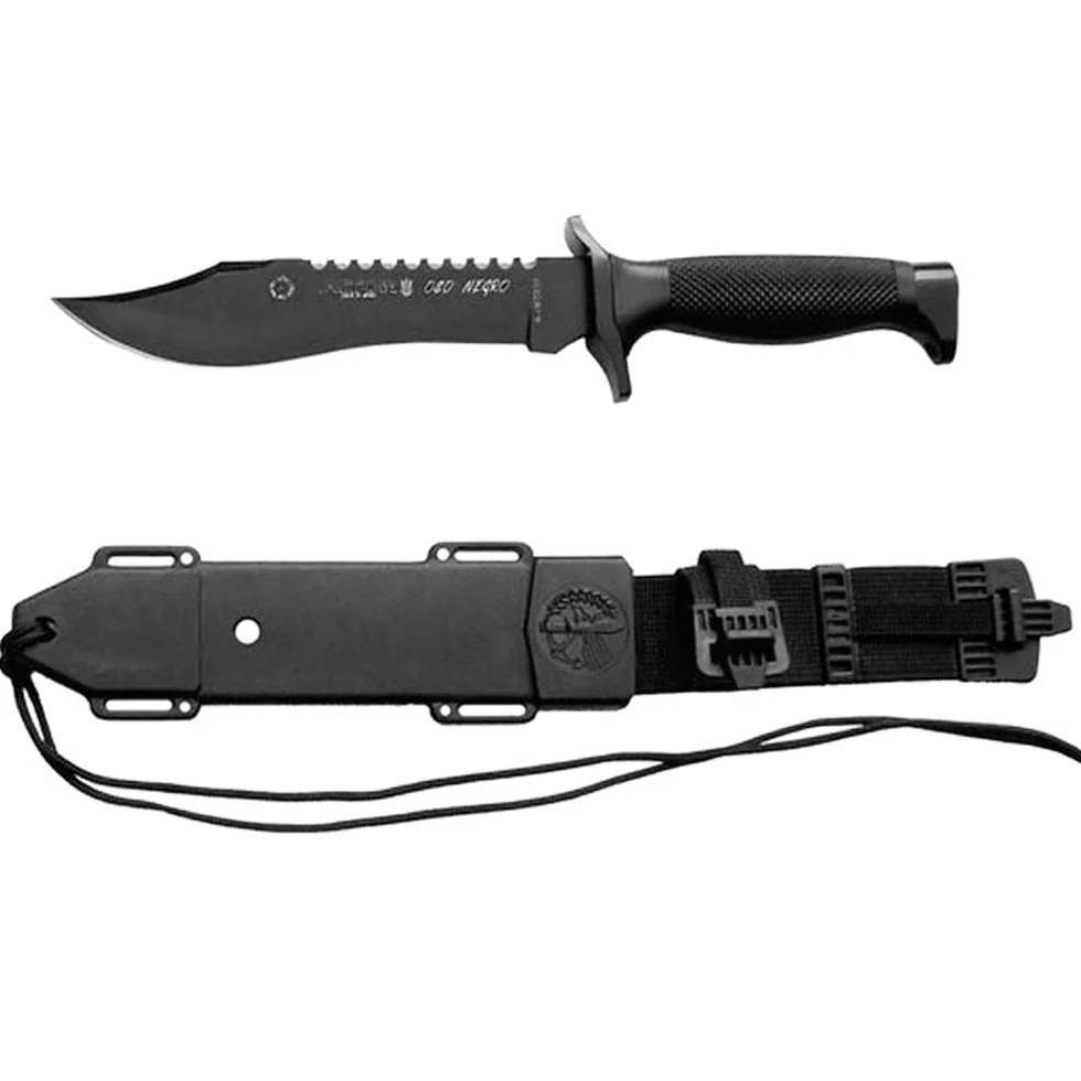 Aitor Oso Negro Cuchillo de Caza Hoja Acabado Negro Mate Funda Negra