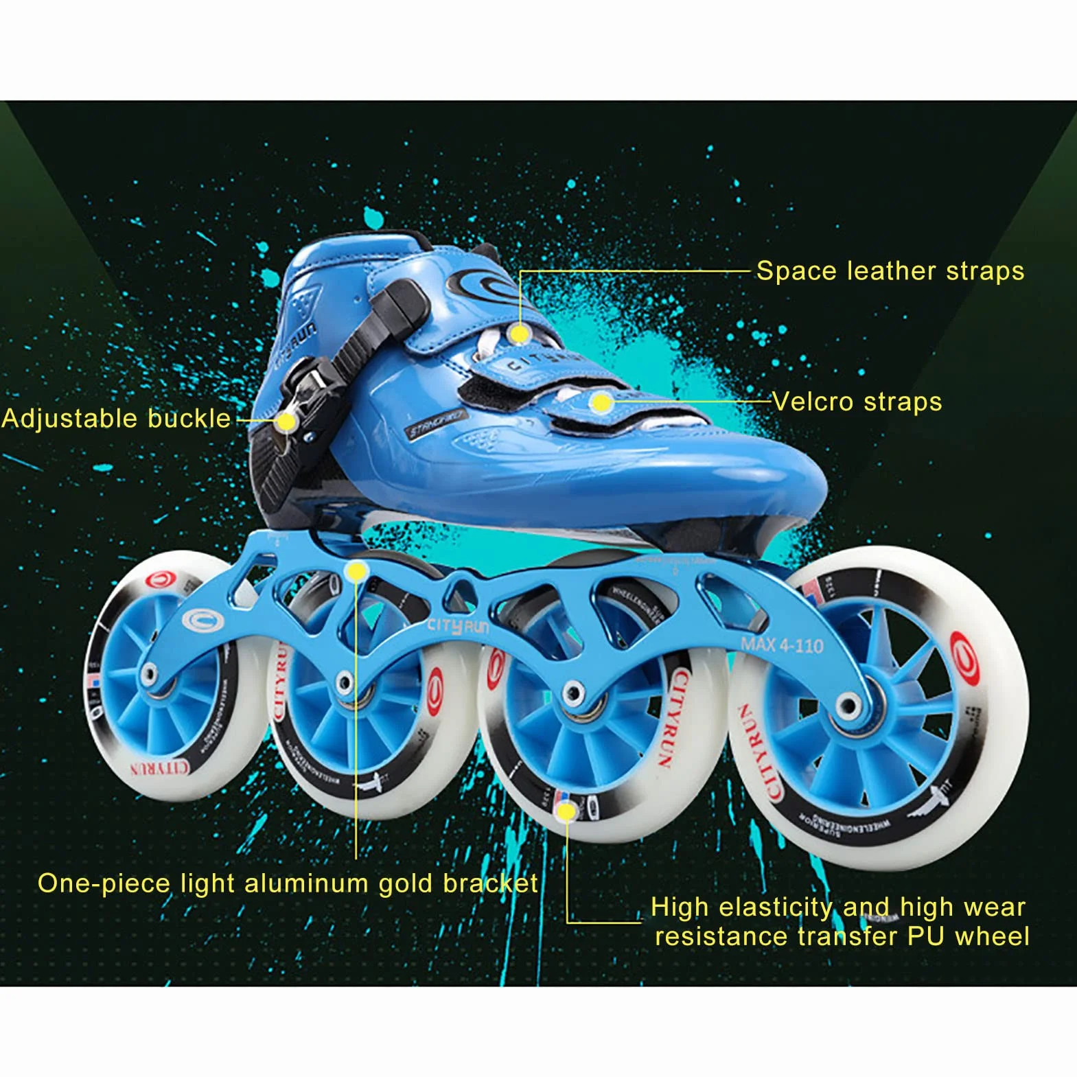 Patines de Fibra de Carbono de 4 Ruedas Profesionales, Patillas de Velocidad en Línea para Exteriores