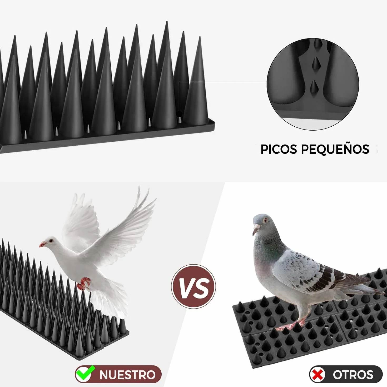 Pinchos Antipalomas 5.7 Metros, Pinchos Anti Gatos, Auyentador de Gatos Plástico, Ahuyentador Palomas, Ahuyentador Gatos para Balcon Terraza Ventana Cercas - 20 Pcs Negro