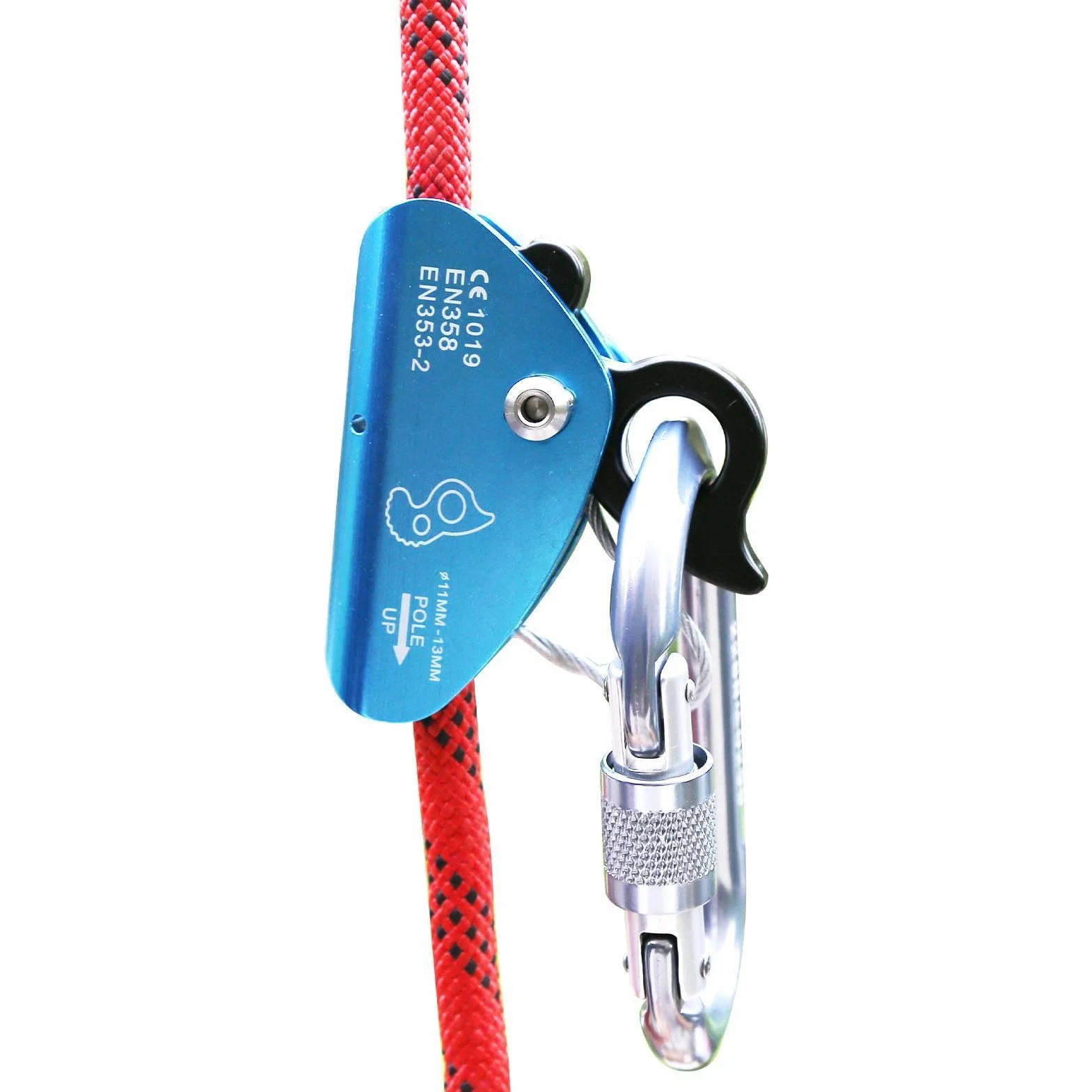 Dispositivo de Agarre de Cuerda Ultraligero 11-13mm para Rappel, Seguridad Autoblocante