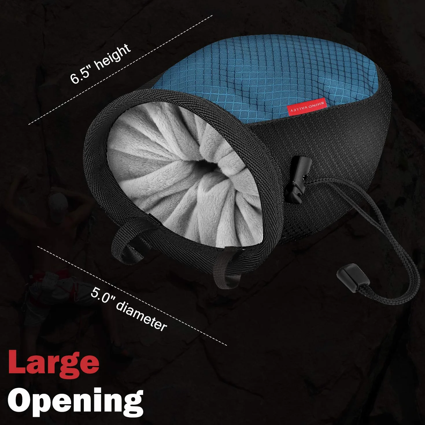 Rhino Valley Bolsa de Tiza para Escalada Impermeable sin Fugas con Correa de Cintura Ajustable