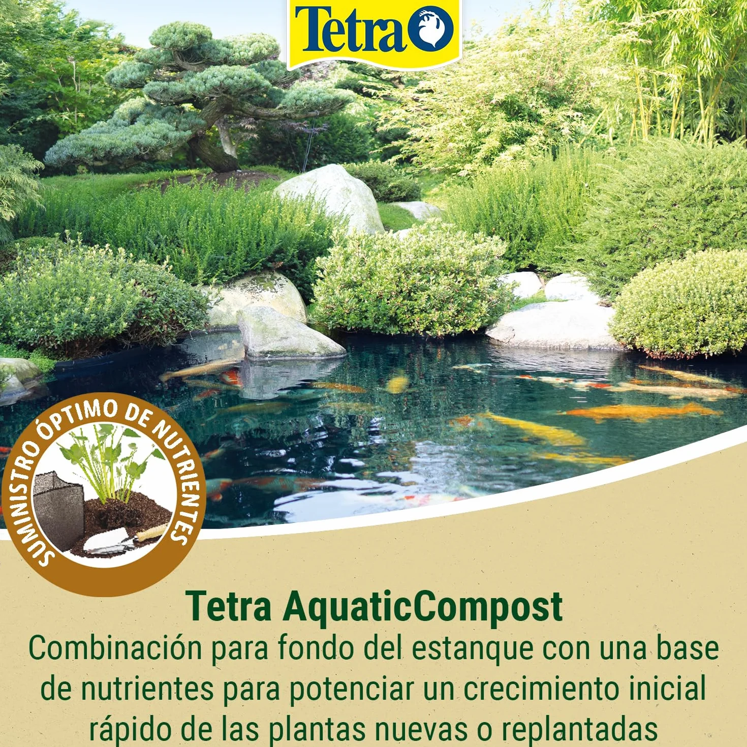 Tetra Pond AquaticCompost - Fertilizante, Tierra para Fondo de Cuenca - Nutrientes para Plantas de Estanque de jardín y Ornamento - Promueve el Crecimiento de Las Plantas - 16 L