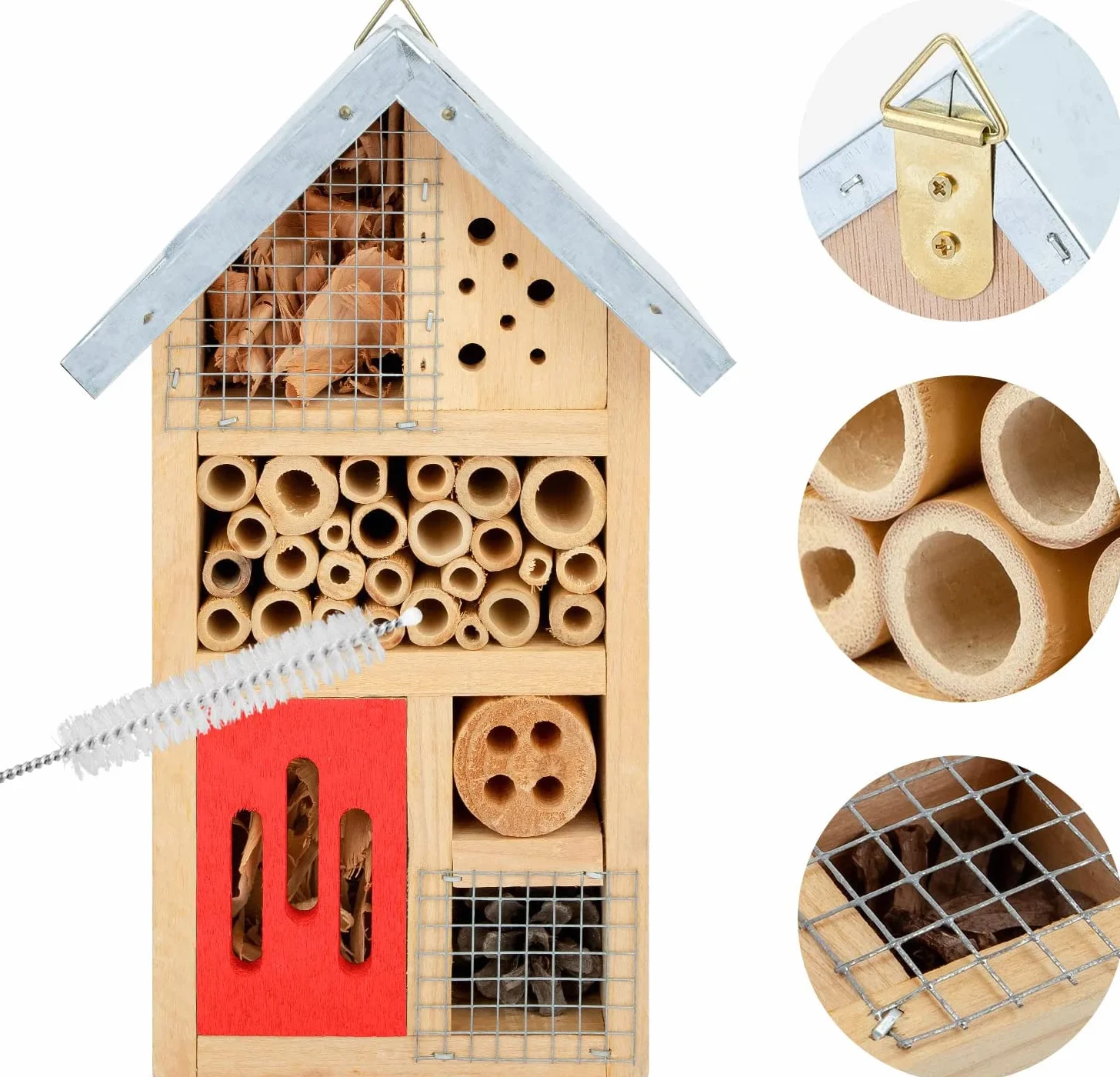Niteangel® - Caseta de madera para insectos, el hogar perfecto para mariquitas y crisopas, así como abejas, tamaño 25,4 x 15,24 x 8,63 cm