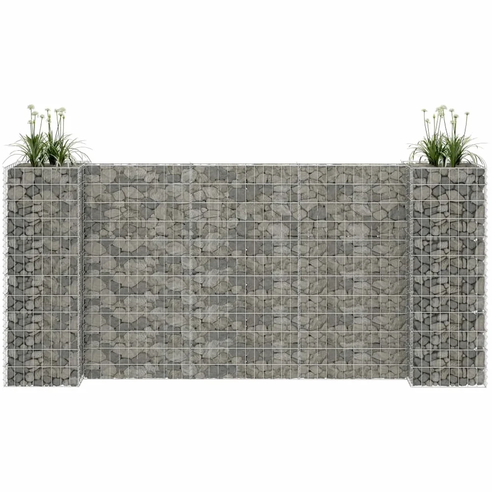 Macetero para gaviones de 260 x 40 x 120 cm, cesta de alambre de acero estable para bancal elevado y parterre, rejilla de malla soldada inoxidable, fácil de montar