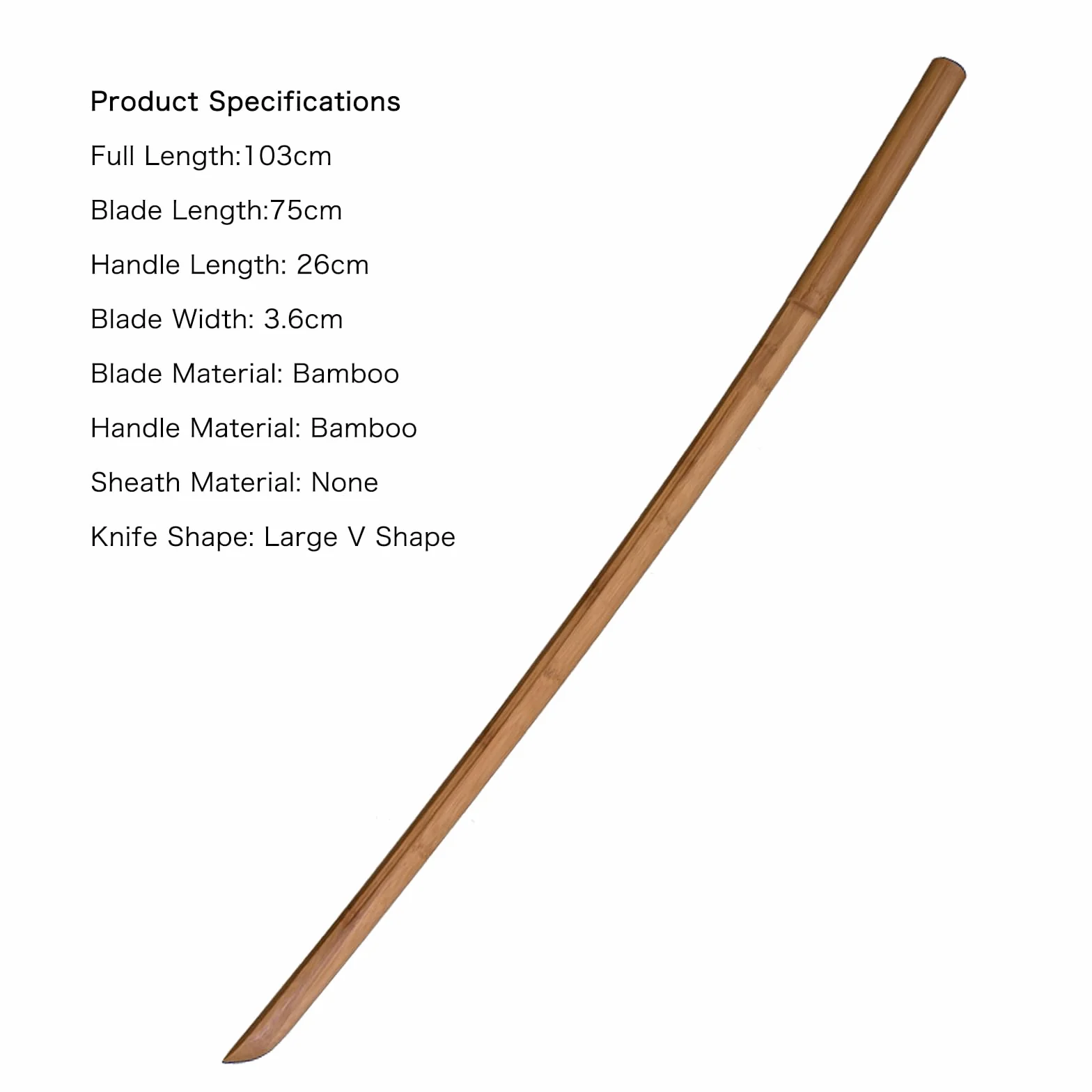 Katana de bambú Natural Bokken de práctica Kendo 103cm Espadas samuráis de Madera Hechas a Mano