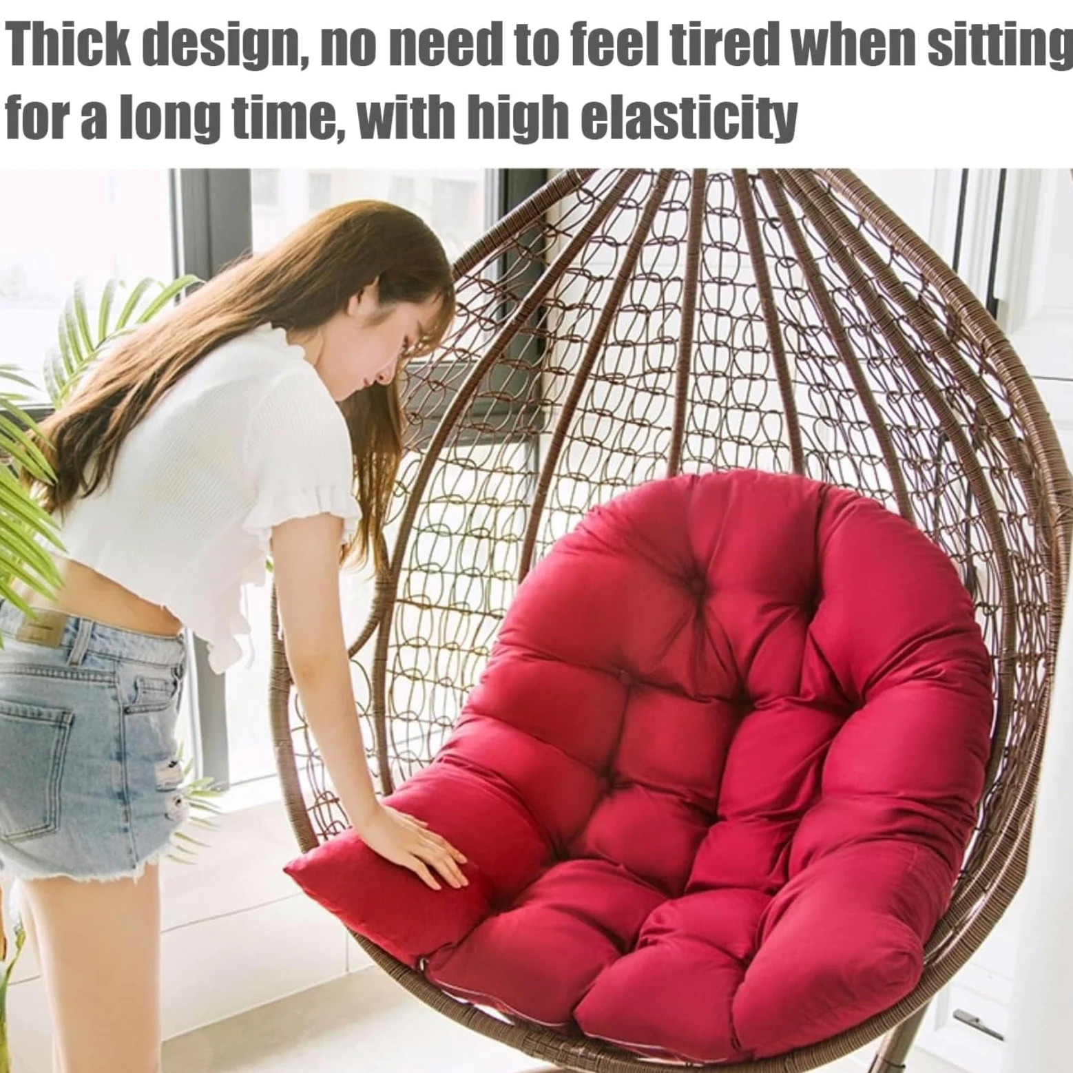 Cojín para silla con forma de huevo, cojín para sillón colgante, cojín para silla de ratán, cojín integrado, varias opciones de color, apto para jardines exteriores, columpios interiores, sofás