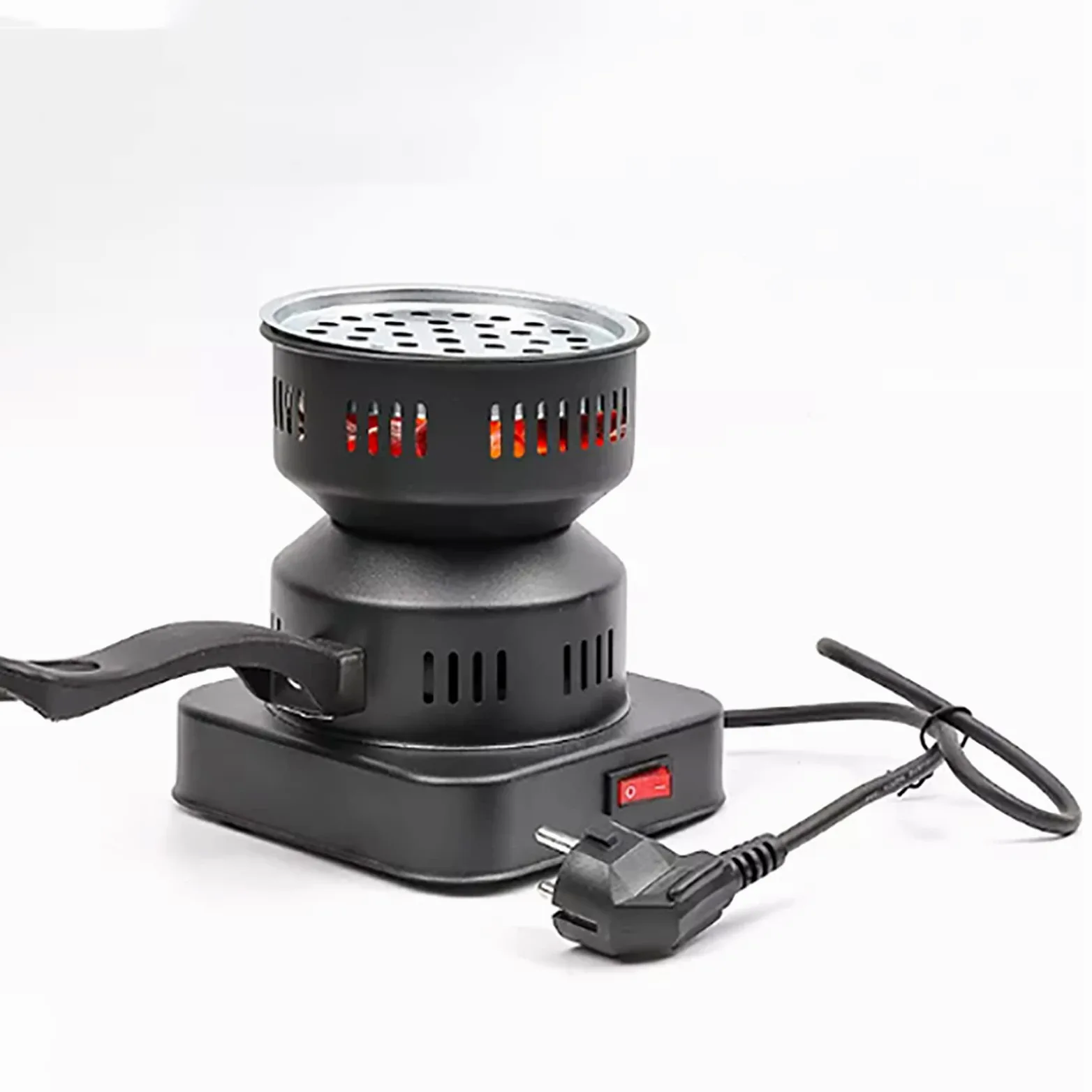 Quemador eléctrico de carbón vegetal de acero inoxidable de 100 W con mango desmontable, calentamiento rápido para acampar al aire libre y barbacoa