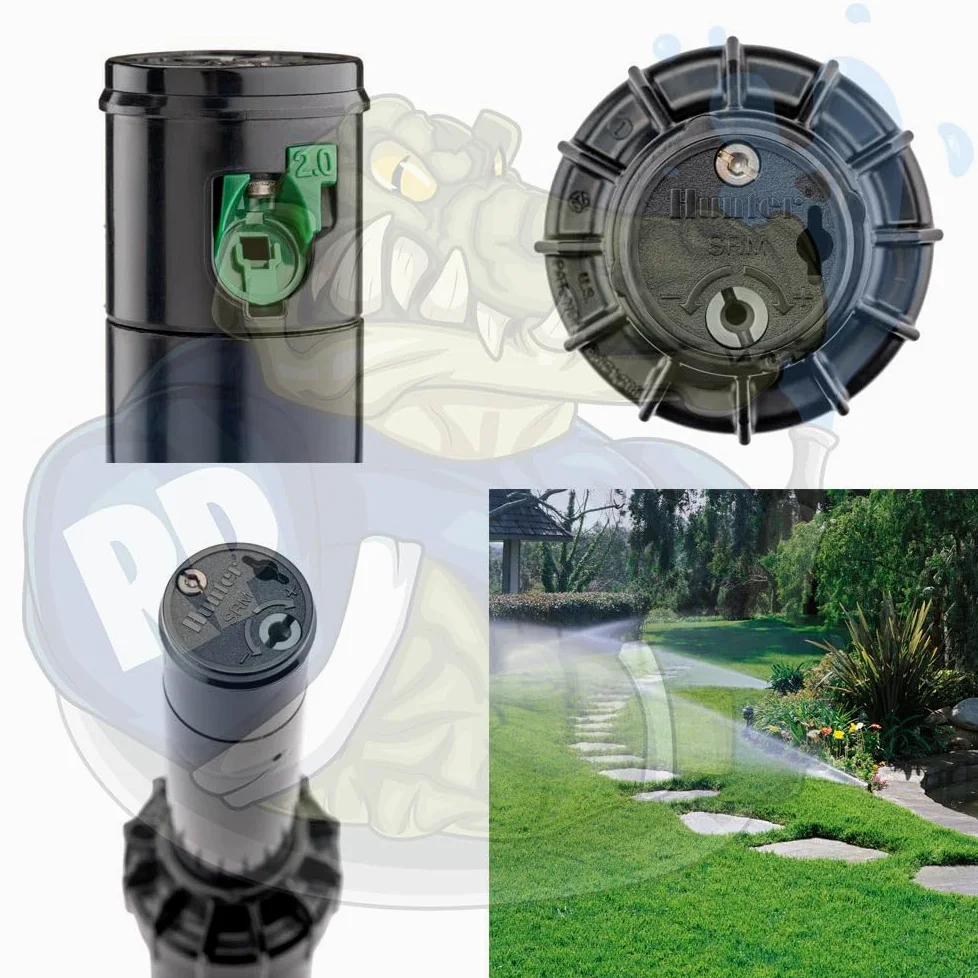 RIEGOPRO Pack 3 Aspersor SRM-04 Hunter. Alcance de 4 a 10,7 Metros. Conexión Rosca Hembra 1/2". Incluye Juego de Toberas y Llave de Ajuste