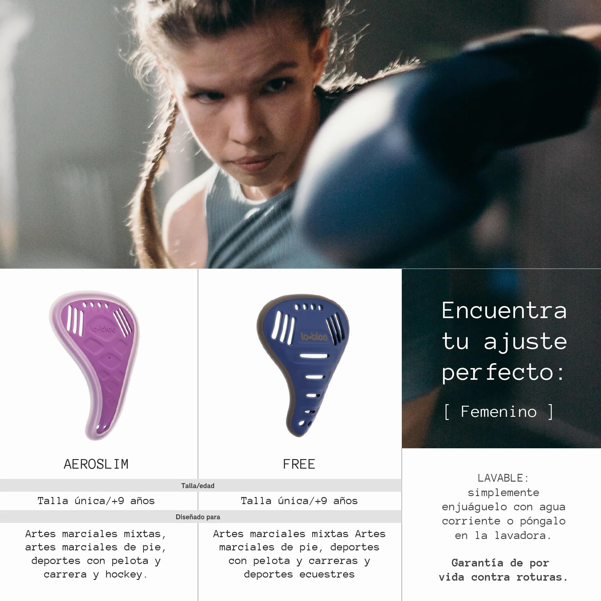 Lobloo Free Female Coquilla Pélvica Atlética Patentada para Deportes de Contacto MMA, Grappling, BJJ, Krav Maga, Talla Única +9 años