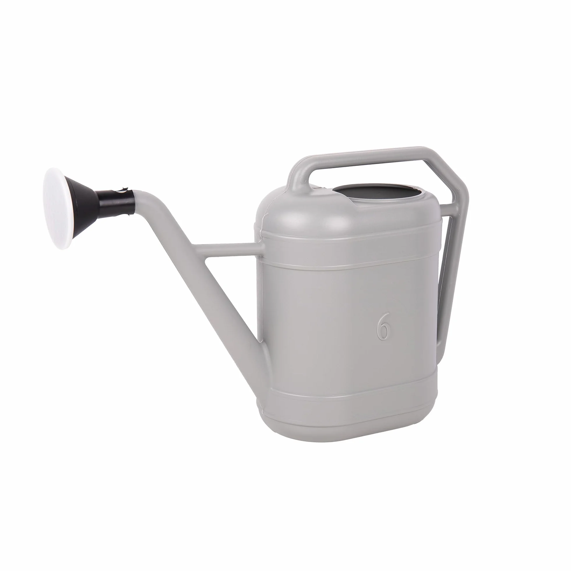 Cofan Regadera Gris de 6 litros con Cabezal Desmontable, HDPE Resistente, Asa de Transporte, Regadera para Interior y Exterior
