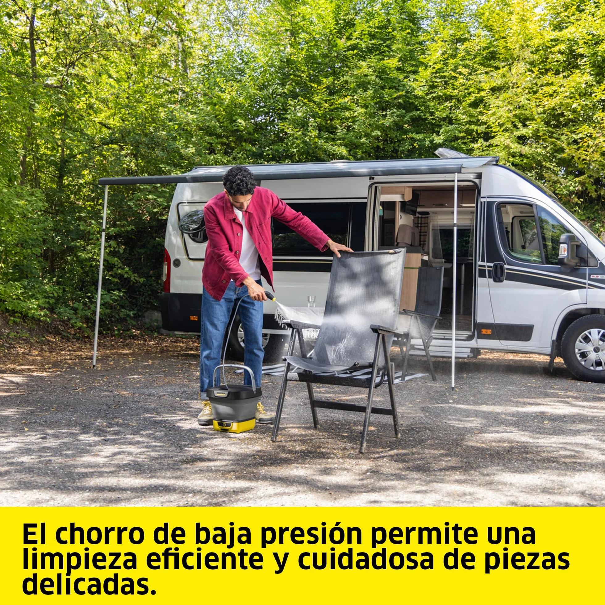 Kärcher hidrolimpiadora móvil OC 3 Foldable, Limpieza para Bicicleta, Camping y jardín, Baja presión, batería de Ion de Litio, depósito de Agua Plegable: 8 l, Boquilla de Chorro Plano/Chorro puntual