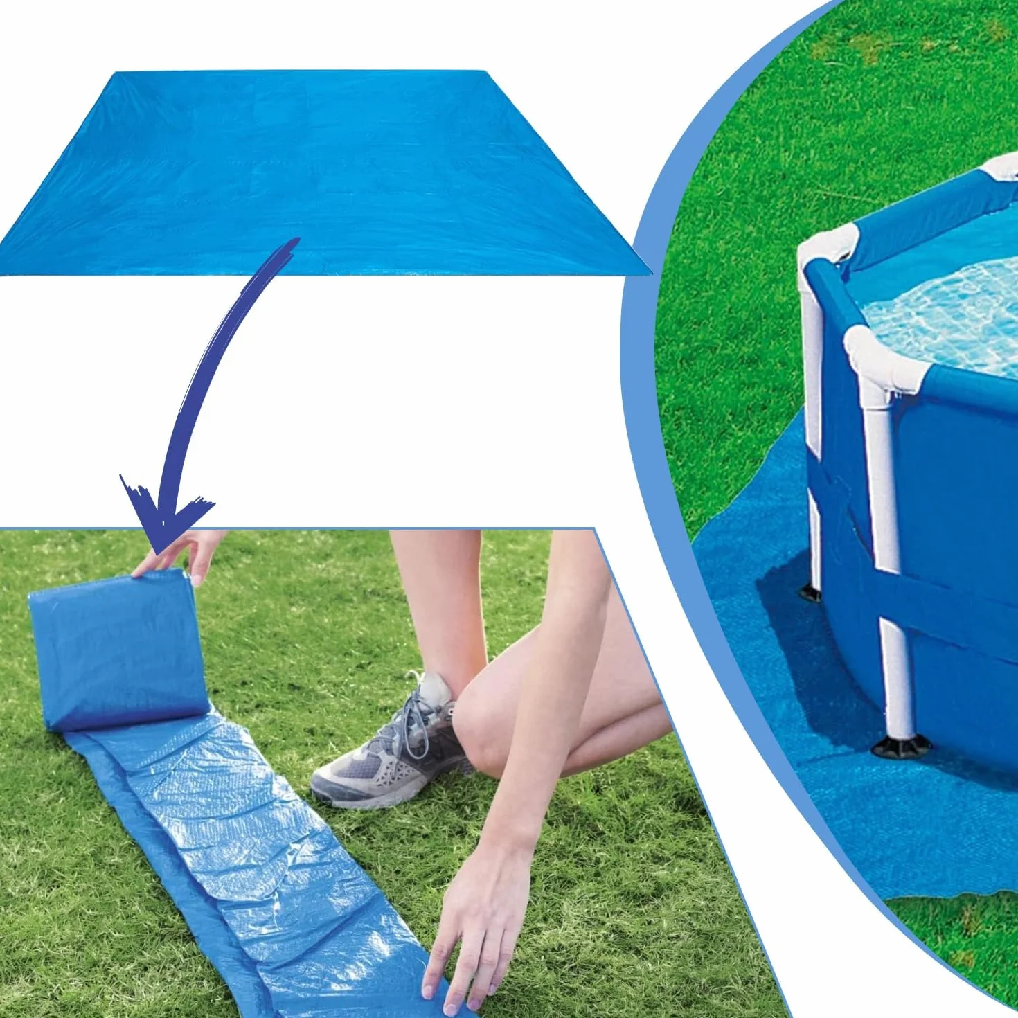 Base para piscina redonda ø366cm impermeable antideslizante protección suelo exterior