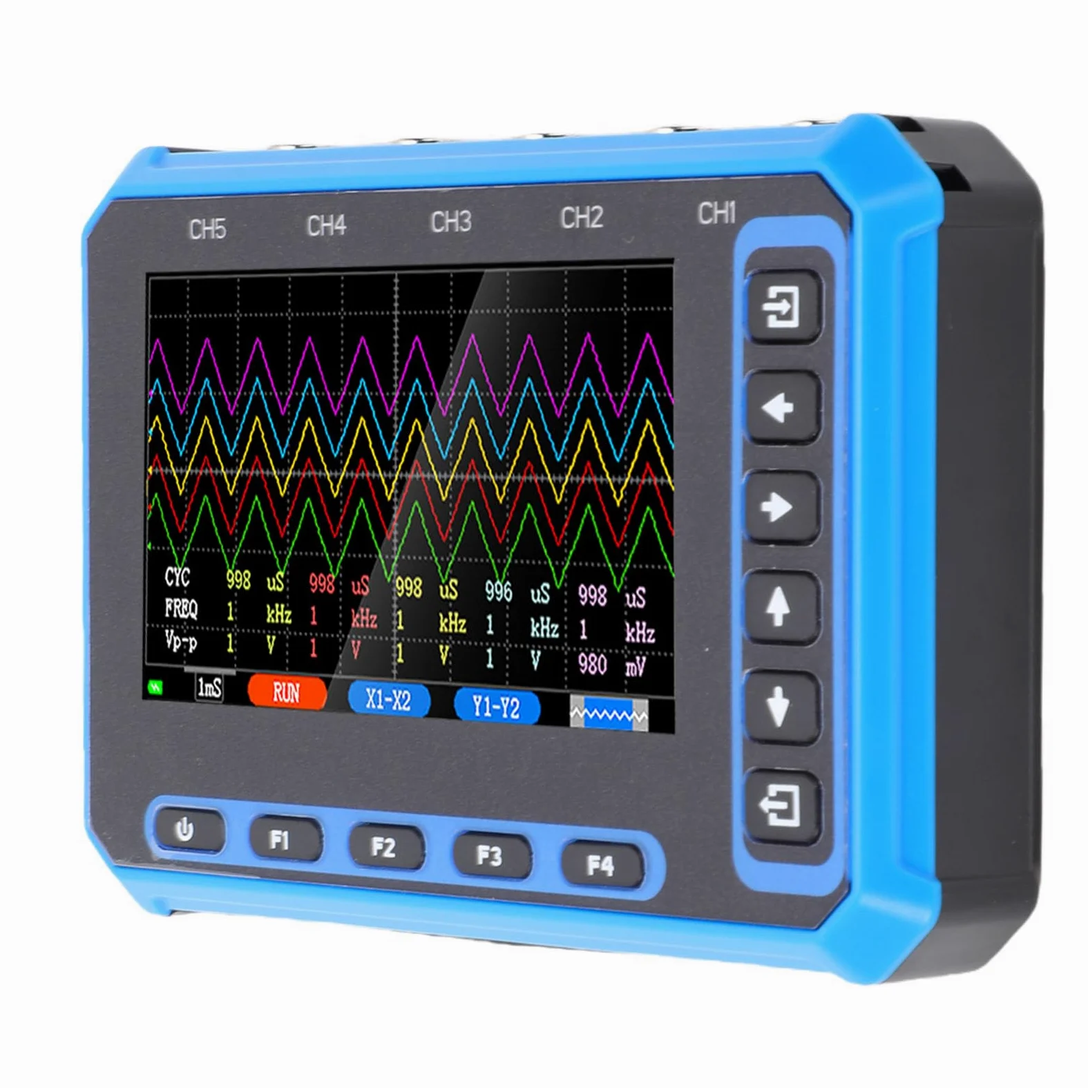 Osciloscopio Portátil de 5 Canales, Ancho de Banda de 1MHz con Pantalla de 4,3 Pulgadas, Analizador de Forma de Onda Preciso para Varios Proyectos