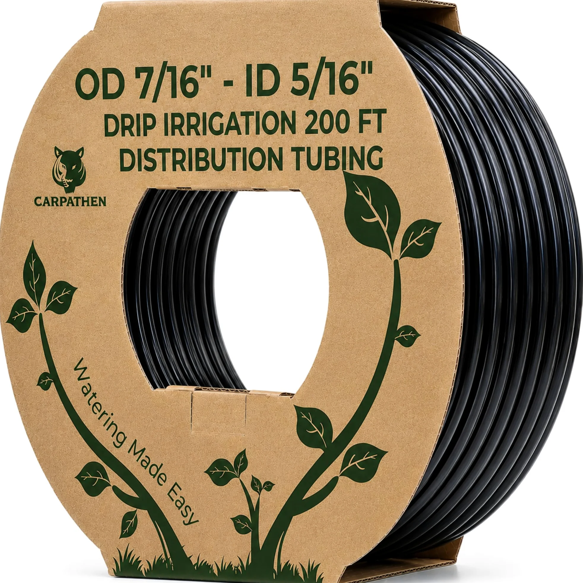 CARPATHEN Tubo de riego por goteo de 5/16, línea principal negra de 200 pies, (0.42 pulgadas de diámetro exterior x 0.30 pulgadas de diámetro interior), línea de agua de PVC de 100 pies