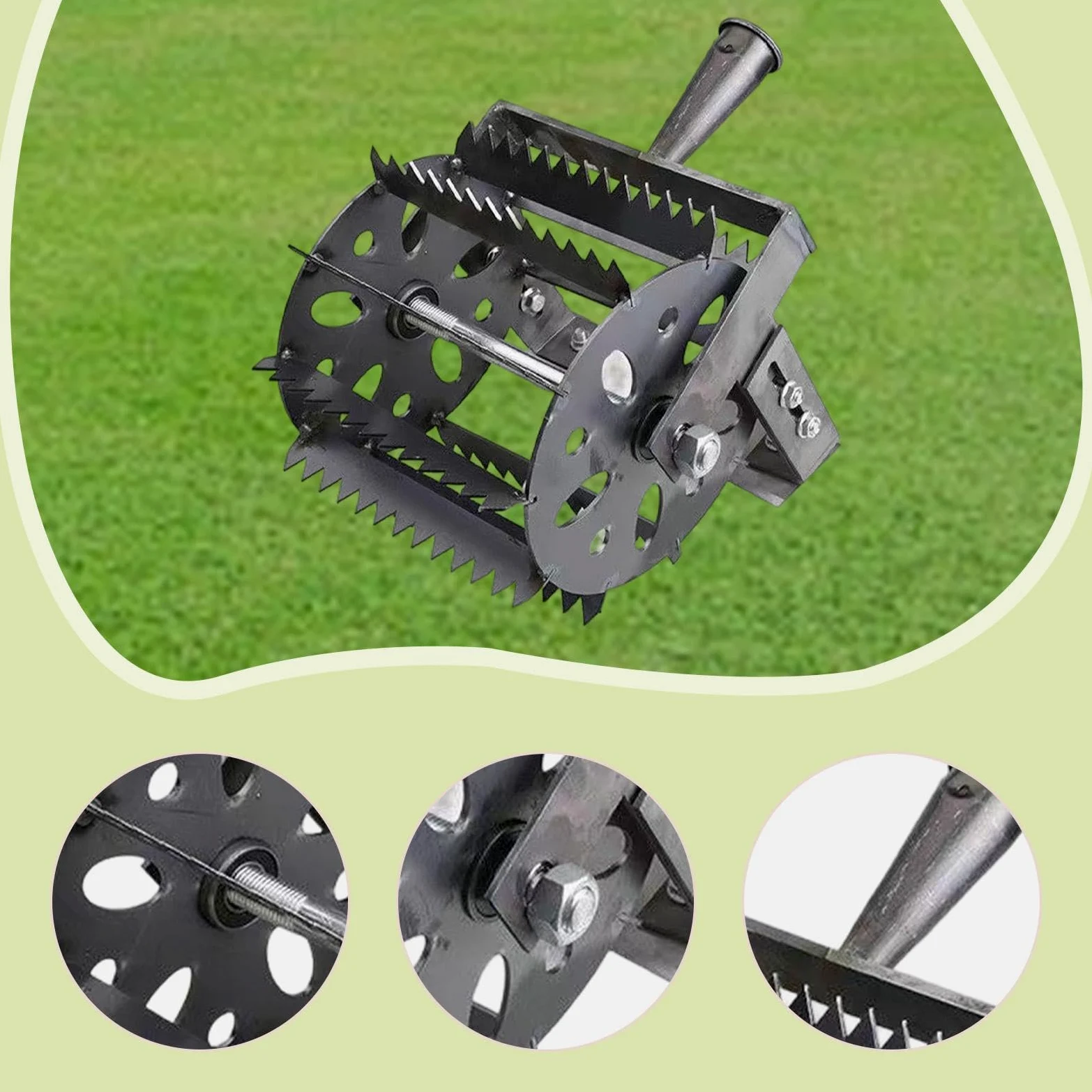 Desmalezadora Rotativa, Aireador de Césped, Cultivador Manual de Mano Resistente para Eliminar Malezas, Cultivador Manual de Empuje para Jardín, Patio