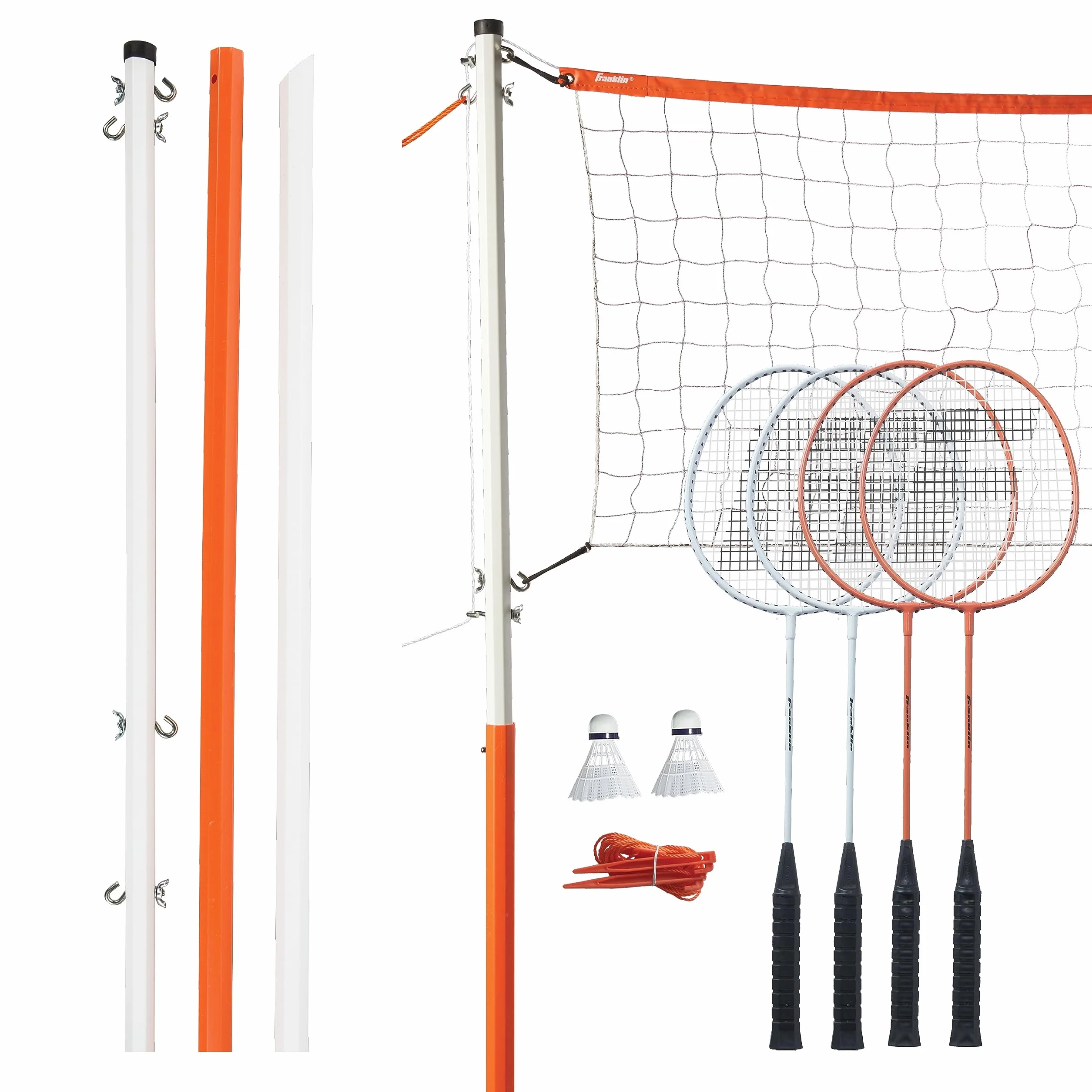 Franklin Sports Juego de Bádminton Exteriores Red Portátil 4 Raquetas 2 Volantes Adultos Niños