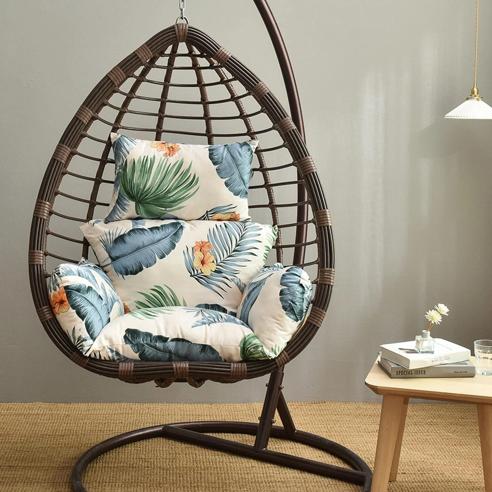 Cojín para silla colgante, cojín para silla colgante, cojín para silla doméstica, para interior y exterior, cojín de columpio para el tiempo libre, cojín lavable para el patio, para colgar en el huevo