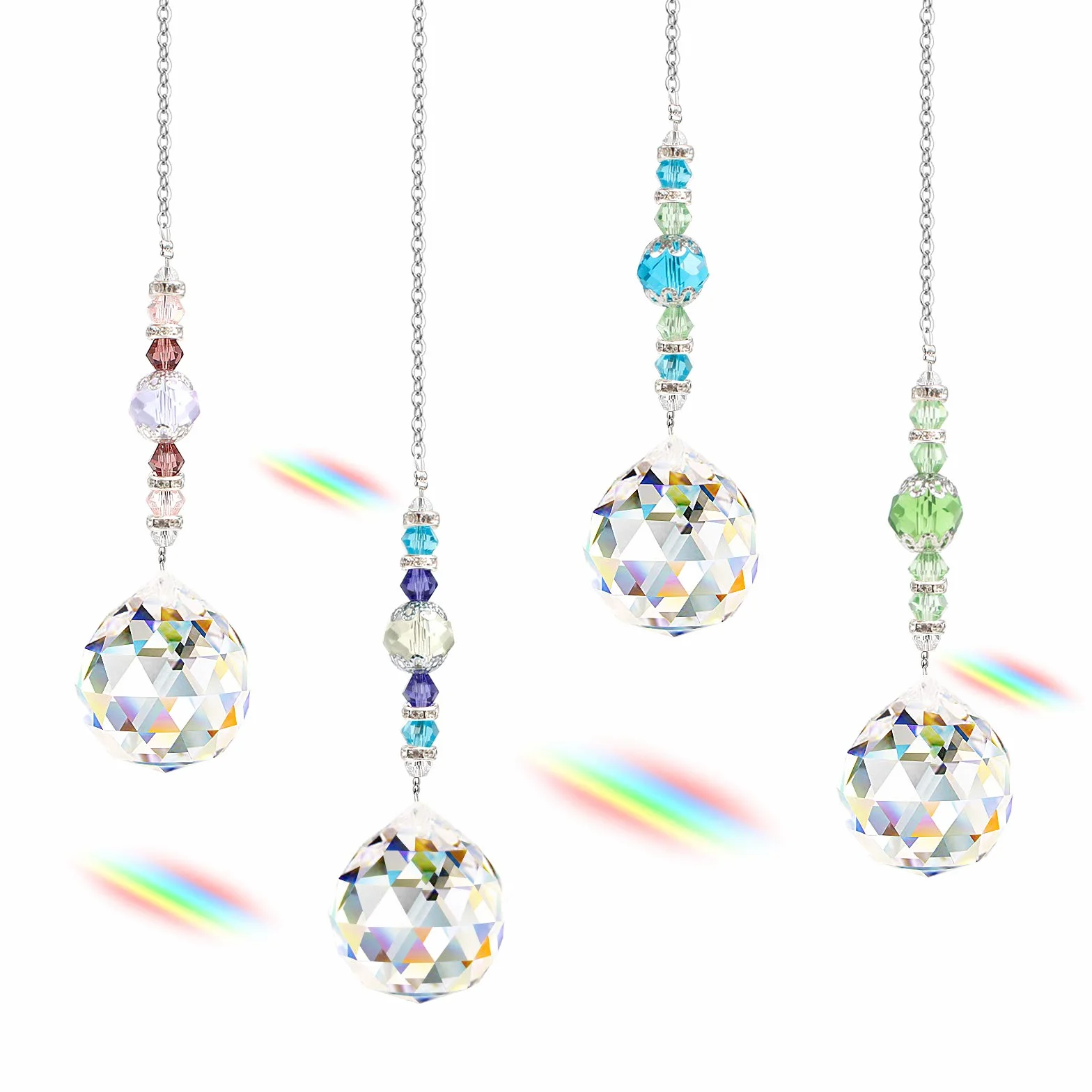 Sensor de Sol Colgantes, 4 unids Atrapasueños de Cristal para la Fotografía Decoración de la Araña de la Casa Jardín, Cristal Arco Iris Sol Tiene 4 Colores Diferentes y Atrapa el Sol